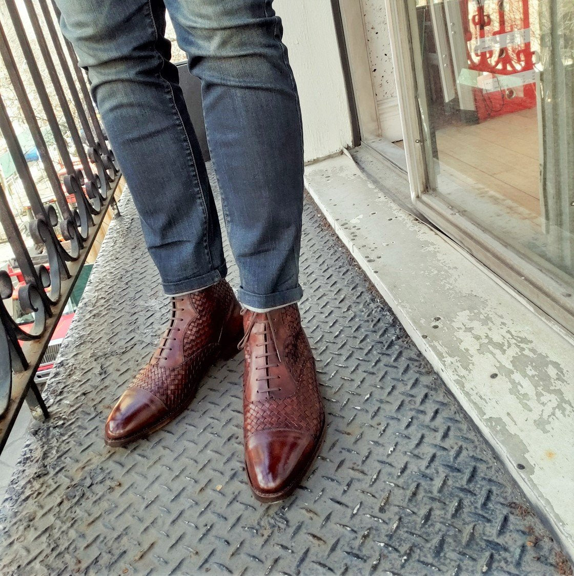 Meadowbrook - MTO - Copper Braided Museum Calf - TMG Last - Antique Single Leather Sole-Made To Order Cap Toe Lace Laceup Boot-J.FitzPatrick Footwear