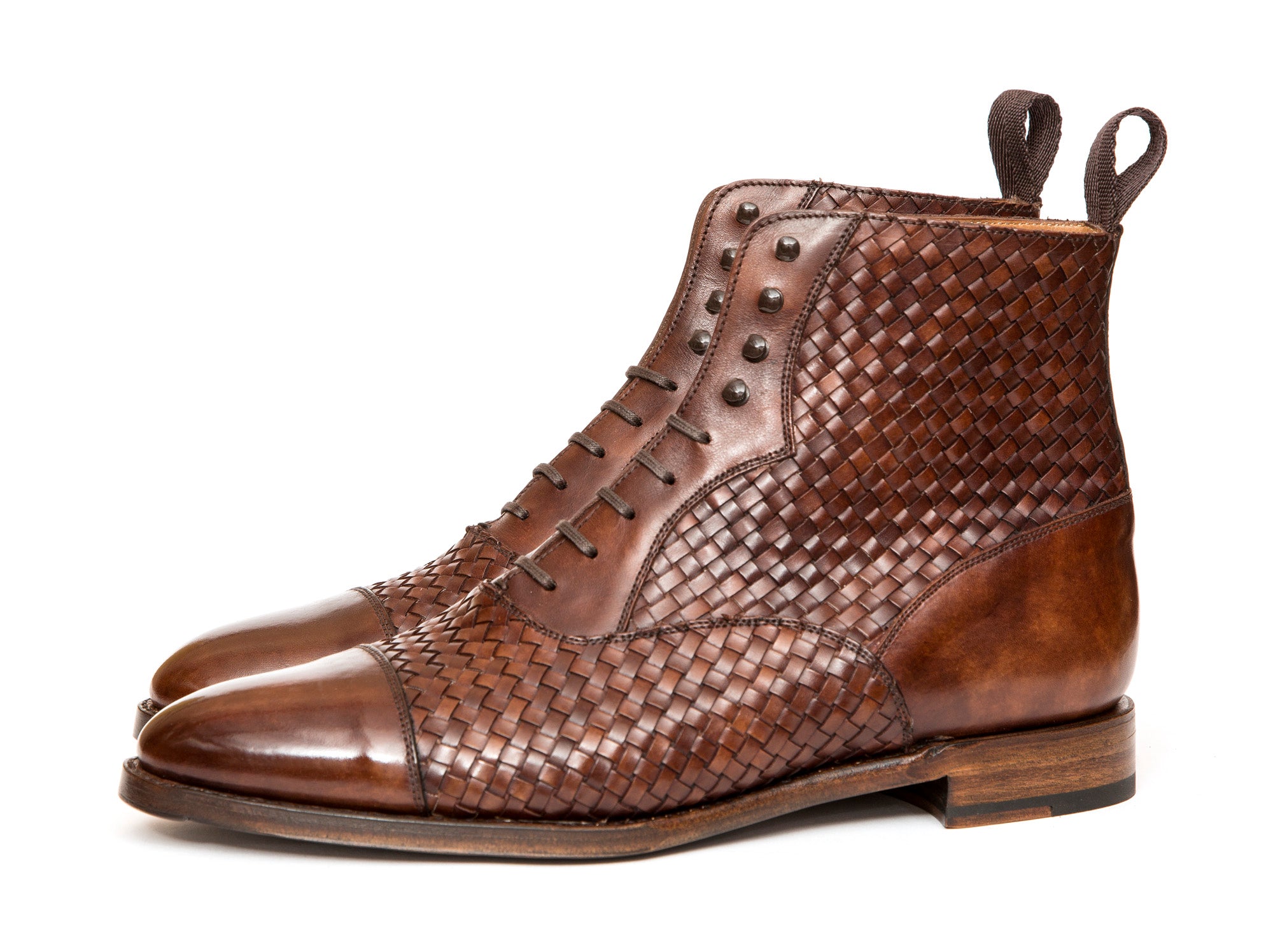 Meadowbrook - MTO - Copper Braided Museum Calf - TMG Last - Antique Single Leather Sole-Made To Order Cap Toe Lace Laceup Boot-J.FitzPatrick Footwear