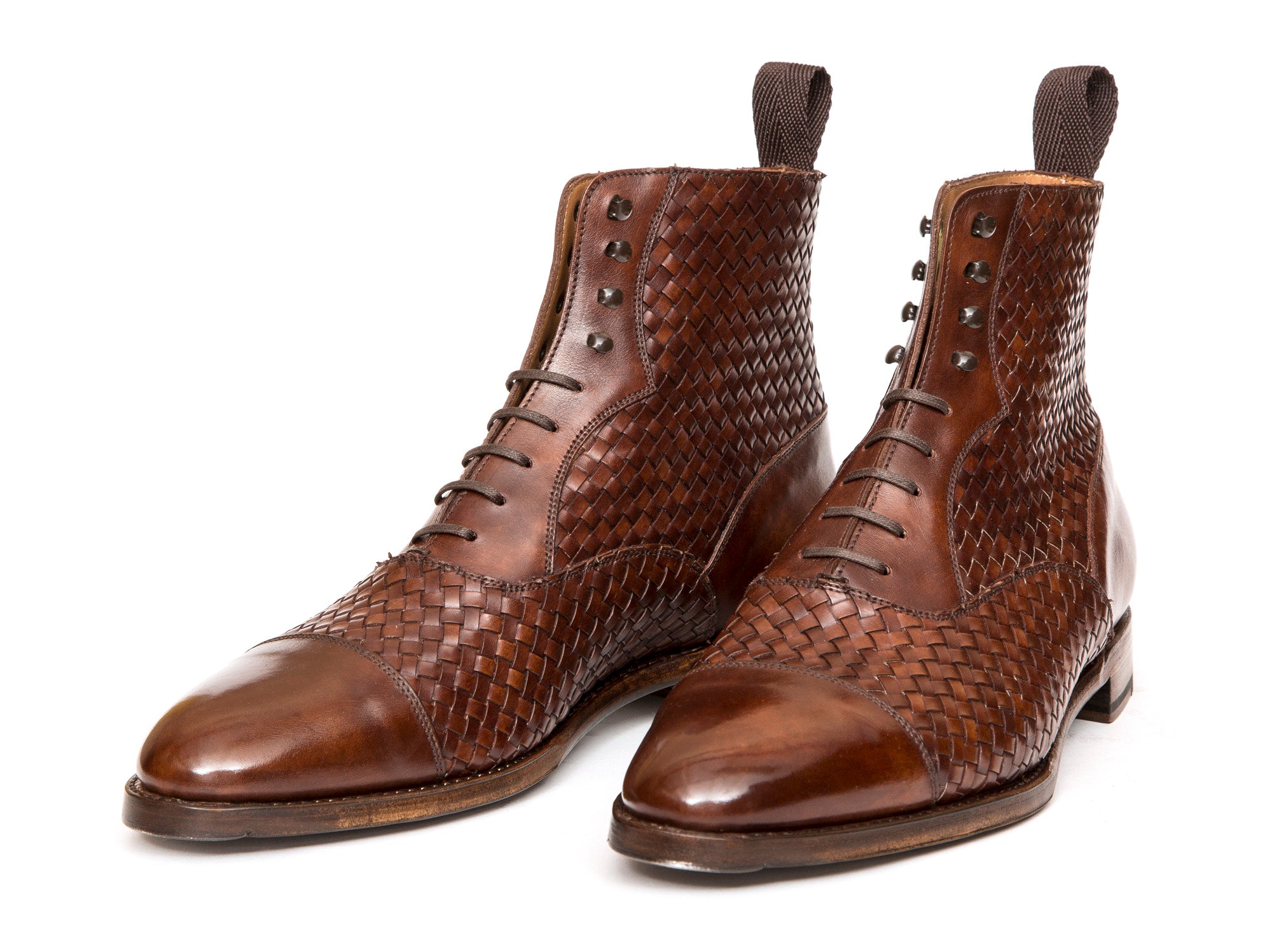 Meadowbrook - MTO - Copper Braided Museum Calf - TMG Last - Antique Single Leather Sole-Made To Order Cap Toe Lace Laceup Boot-J.FitzPatrick Footwear