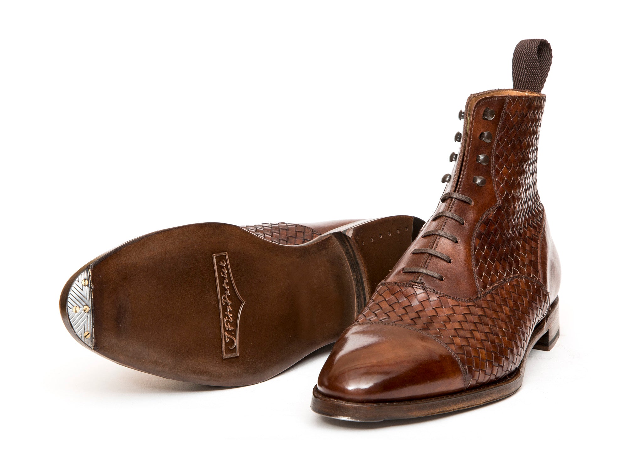 Meadowbrook - MTO - Copper Braided Museum Calf - TMG Last - Antique Single Leather Sole-Made To Order Cap Toe Lace Laceup Boot-J.FitzPatrick Footwear