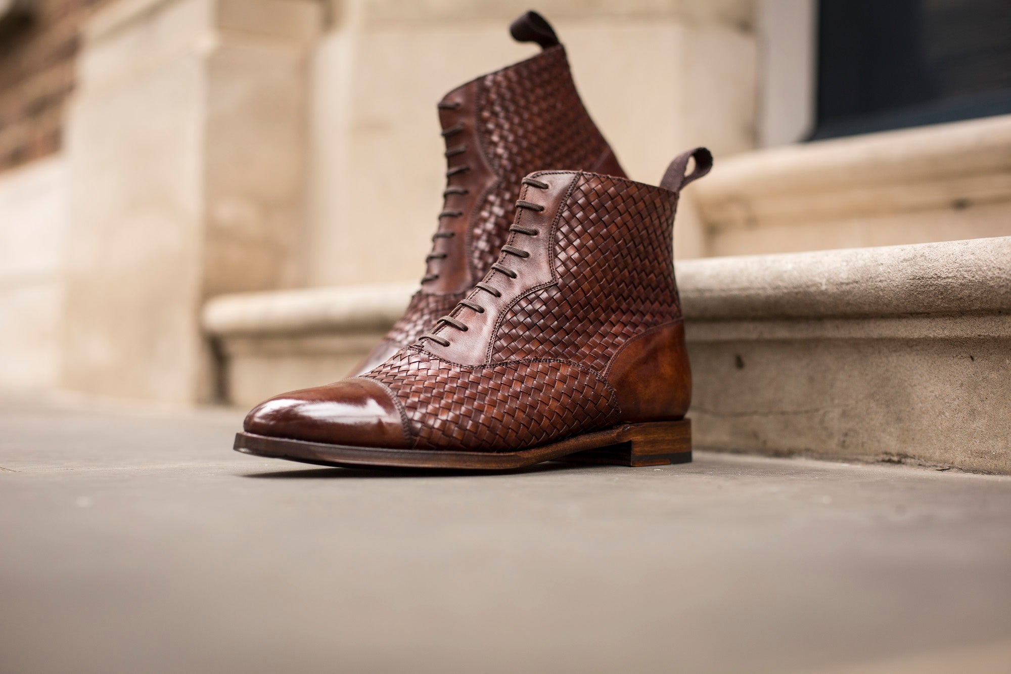 Meadowbrook - MTO - Copper Braided Museum Calf - TMG Last - Antique Single Leather Sole-Made To Order Cap Toe Lace Laceup Boot-J.FitzPatrick Footwear