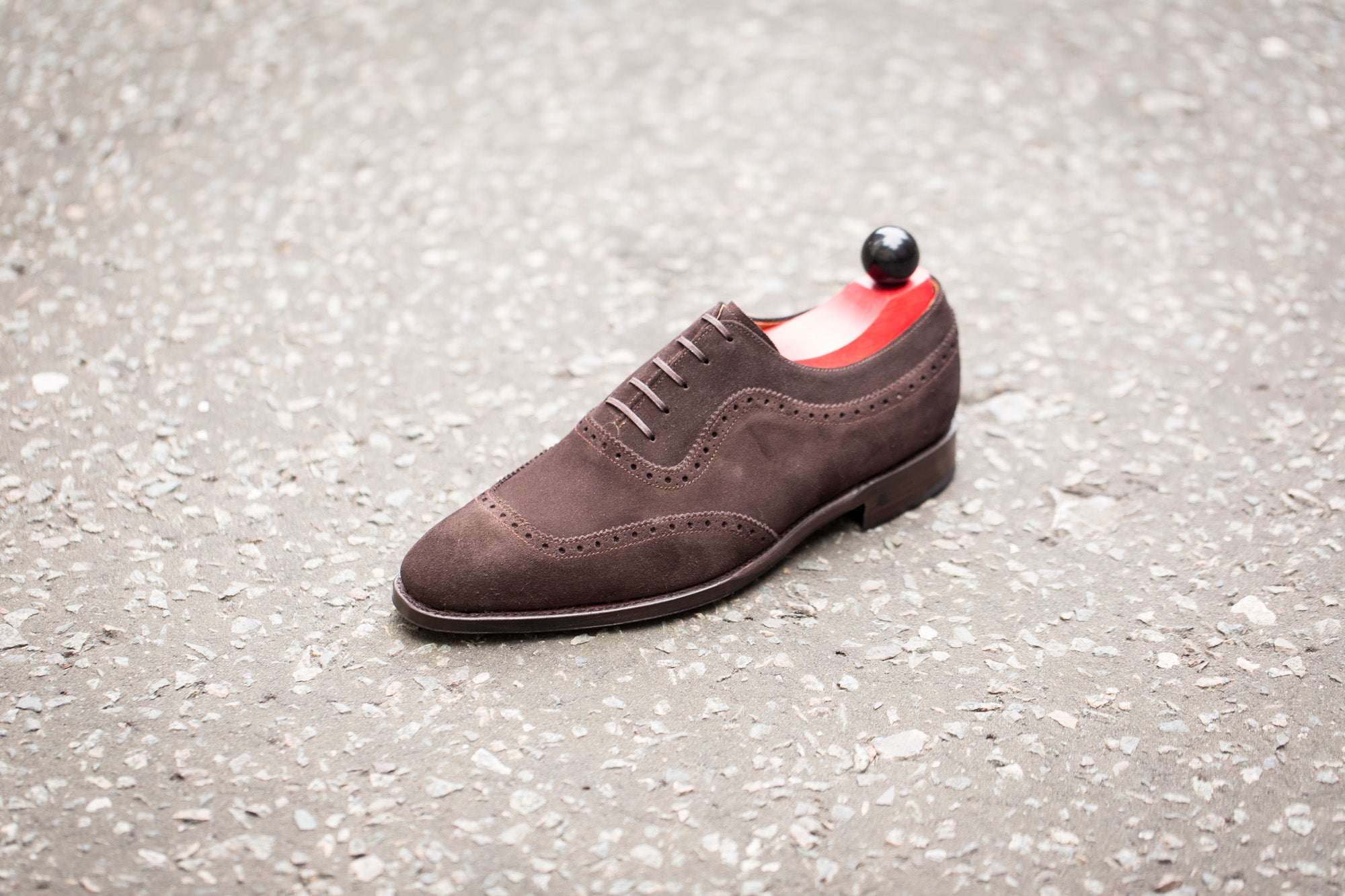 Medina - MTO - Bitter Chocolate Suede - LPB Last - Single Leather Sole-Made To Order U Wing Brogue Oxfords-J.FitzPatrick Footwear