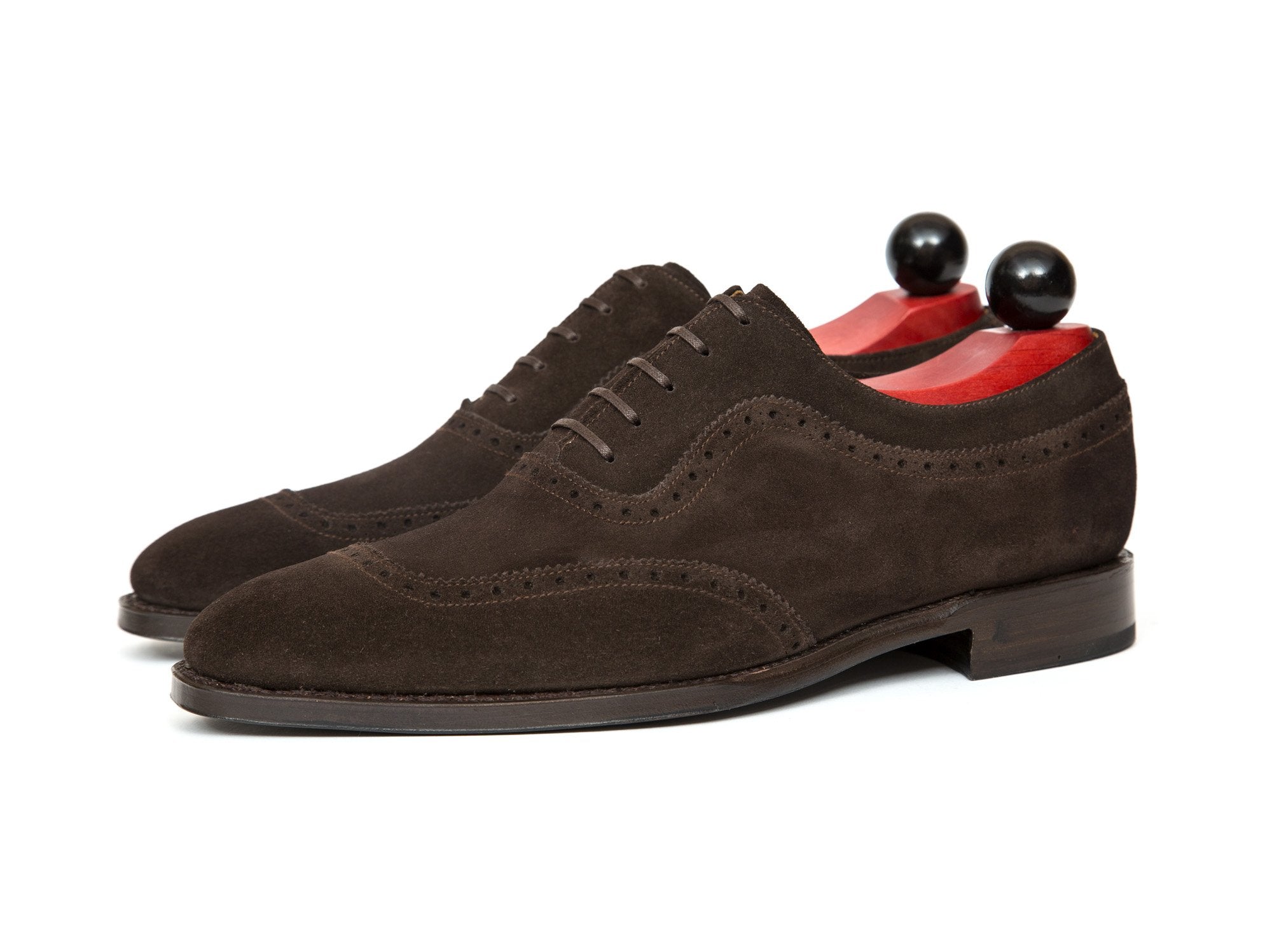 Medina - MTO - Bitter Chocolate Suede - LPB Last - Single Leather Sole-Made To Order U Wing Brogue Oxfords-J.FitzPatrick Footwear