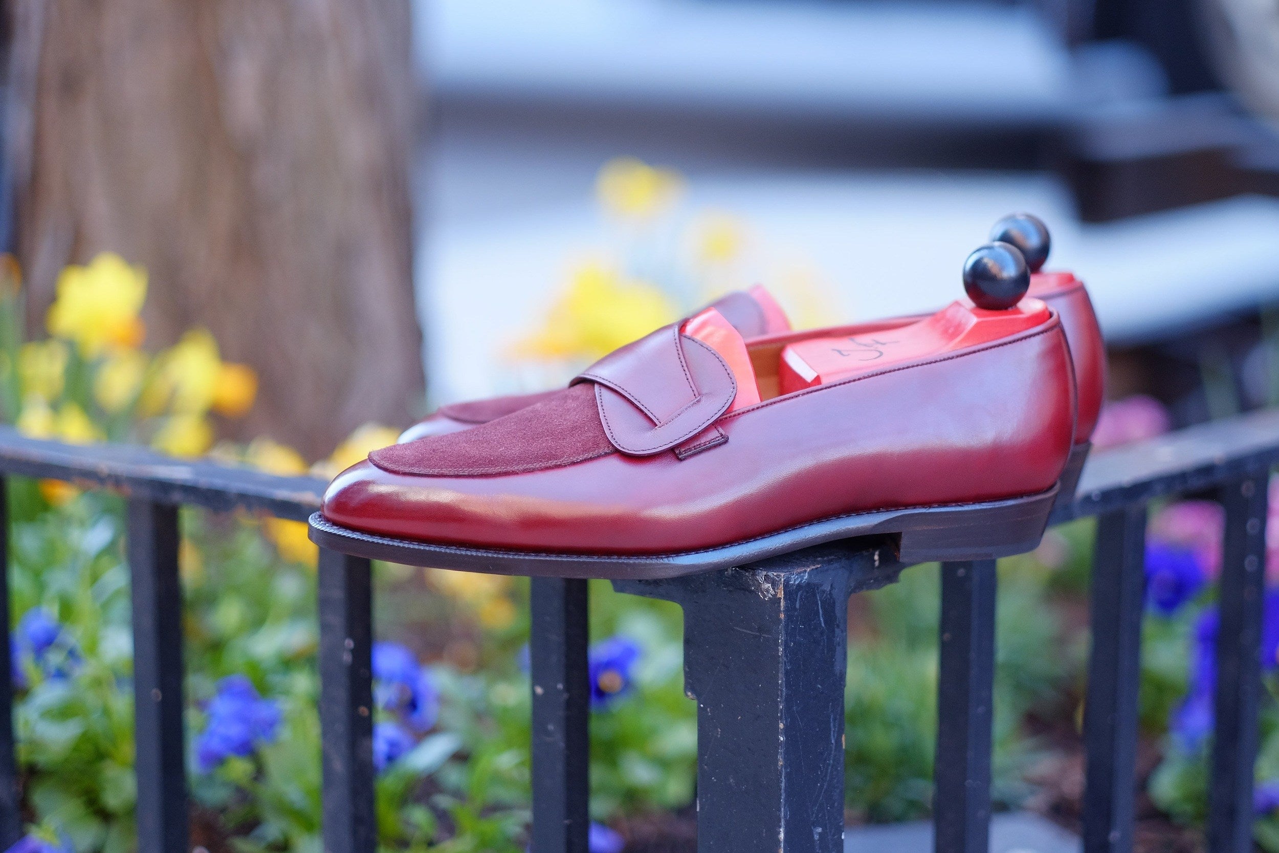 Meridian - MTO - Burgundy Calf / Burgundy Suede - TMG Last - Single Leather Sole-Made To Order Butterfly Loafer-J.FitzPatrick Footwear