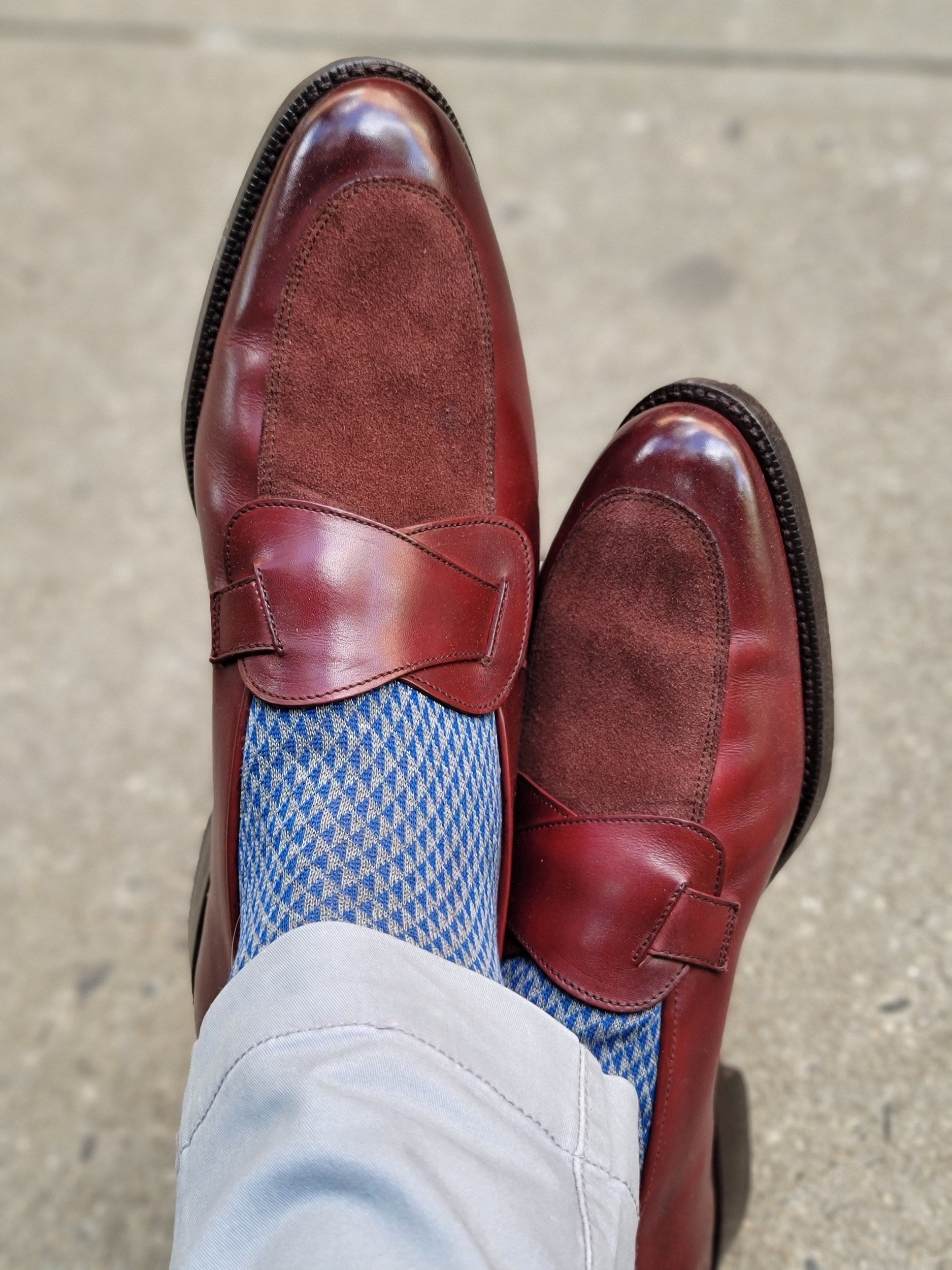 Meridian - MTO - Burgundy Calf / Burgundy Suede - TMG Last - Single Leather Sole-Made To Order Butterfly Loafer-J.FitzPatrick Footwear