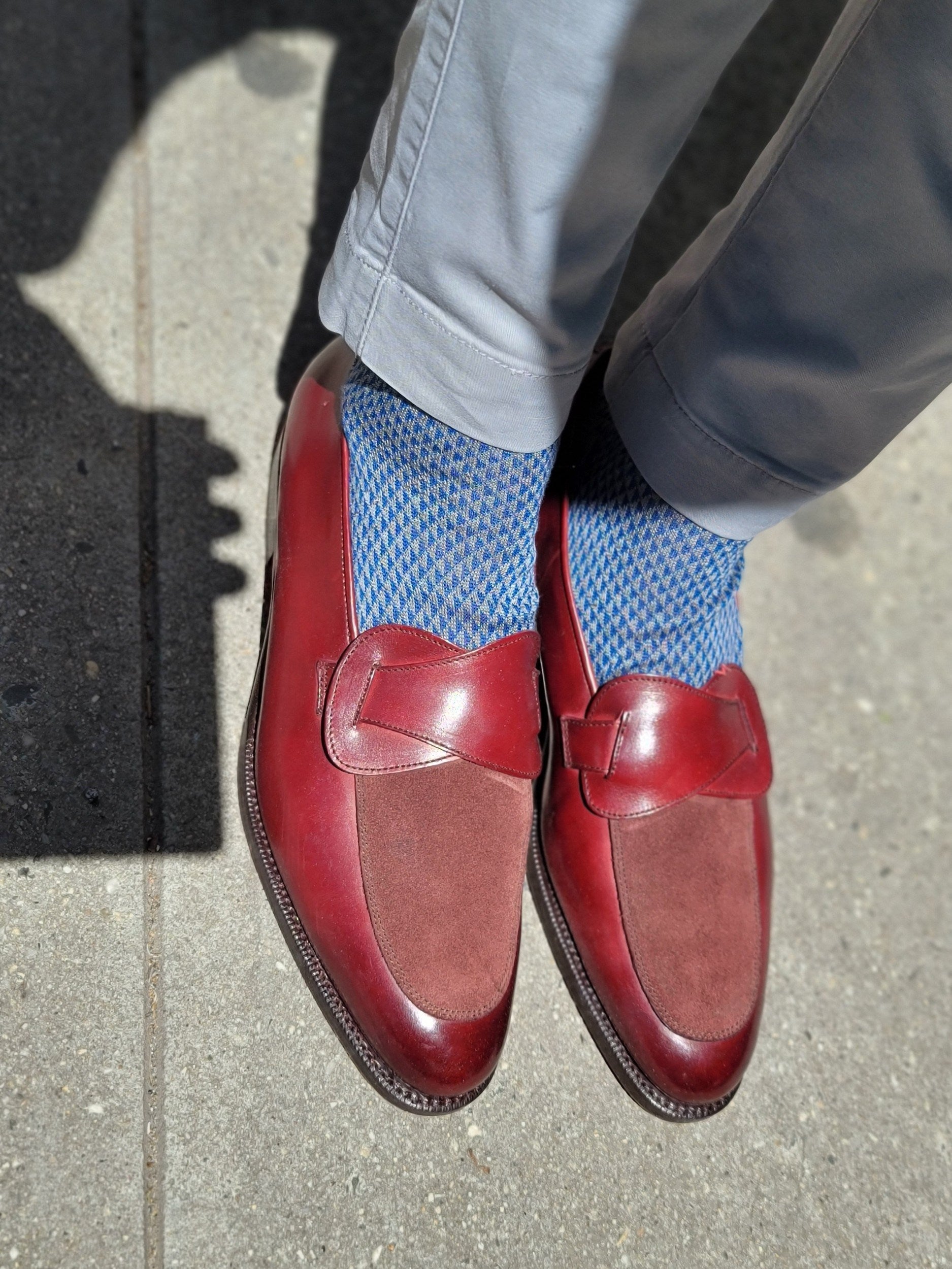Meridian - MTO - Burgundy Calf / Burgundy Suede - TMG Last - Single Leather Sole-Made To Order Butterfly Loafer-J.FitzPatrick Footwear