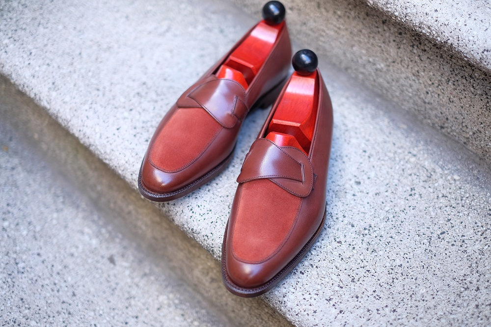Meridian - MTO - Cedar Calf / Rust Suede - TMG Last - Single Leather Sole-Made To Order Butterfly Loafer-J.FitzPatrick Footwear