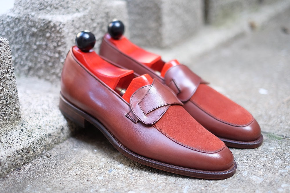 Meridian - MTO - Cedar Calf / Rust Suede - TMG Last - Single Leather Sole-Made To Order Butterfly Loafer-J.FitzPatrick Footwear