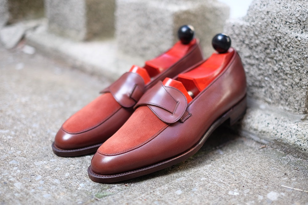 Meridian - MTO - Cedar Calf / Rust Suede - TMG Last - Single Leather Sole-Made To Order Butterfly Loafer-J.FitzPatrick Footwear