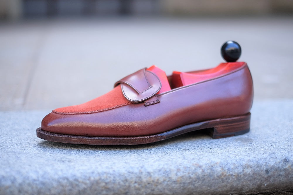 Meridian - MTO - Cedar Calf / Rust Suede - TMG Last - Single Leather Sole-Made To Order Butterfly Loafer-J.FitzPatrick Footwear
