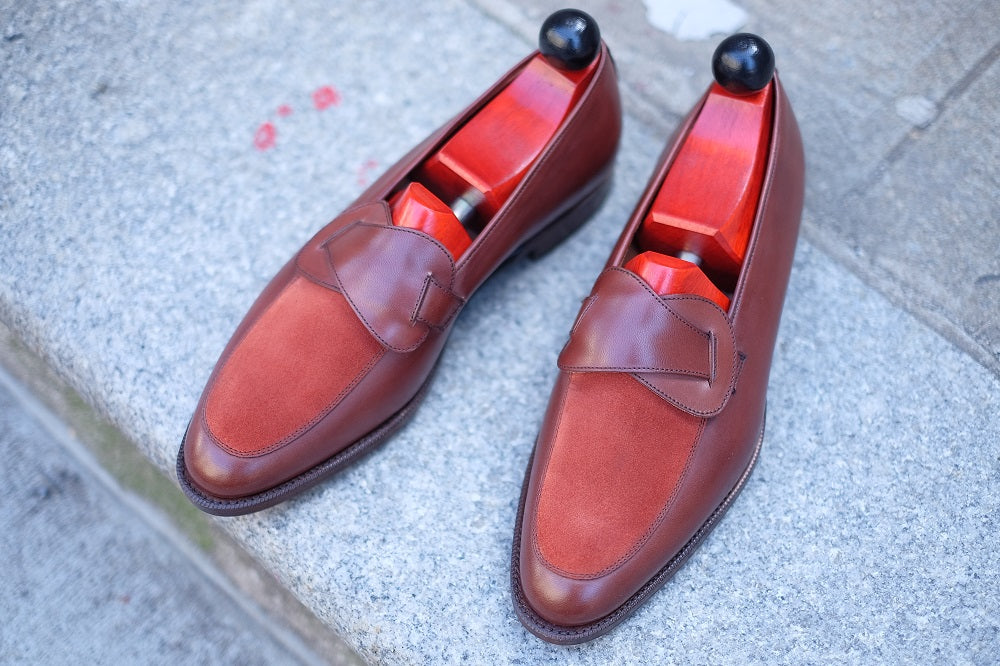 Meridian - MTO - Cedar Calf / Rust Suede - TMG Last - Single Leather Sole-Made To Order Butterfly Loafer-J.FitzPatrick Footwear