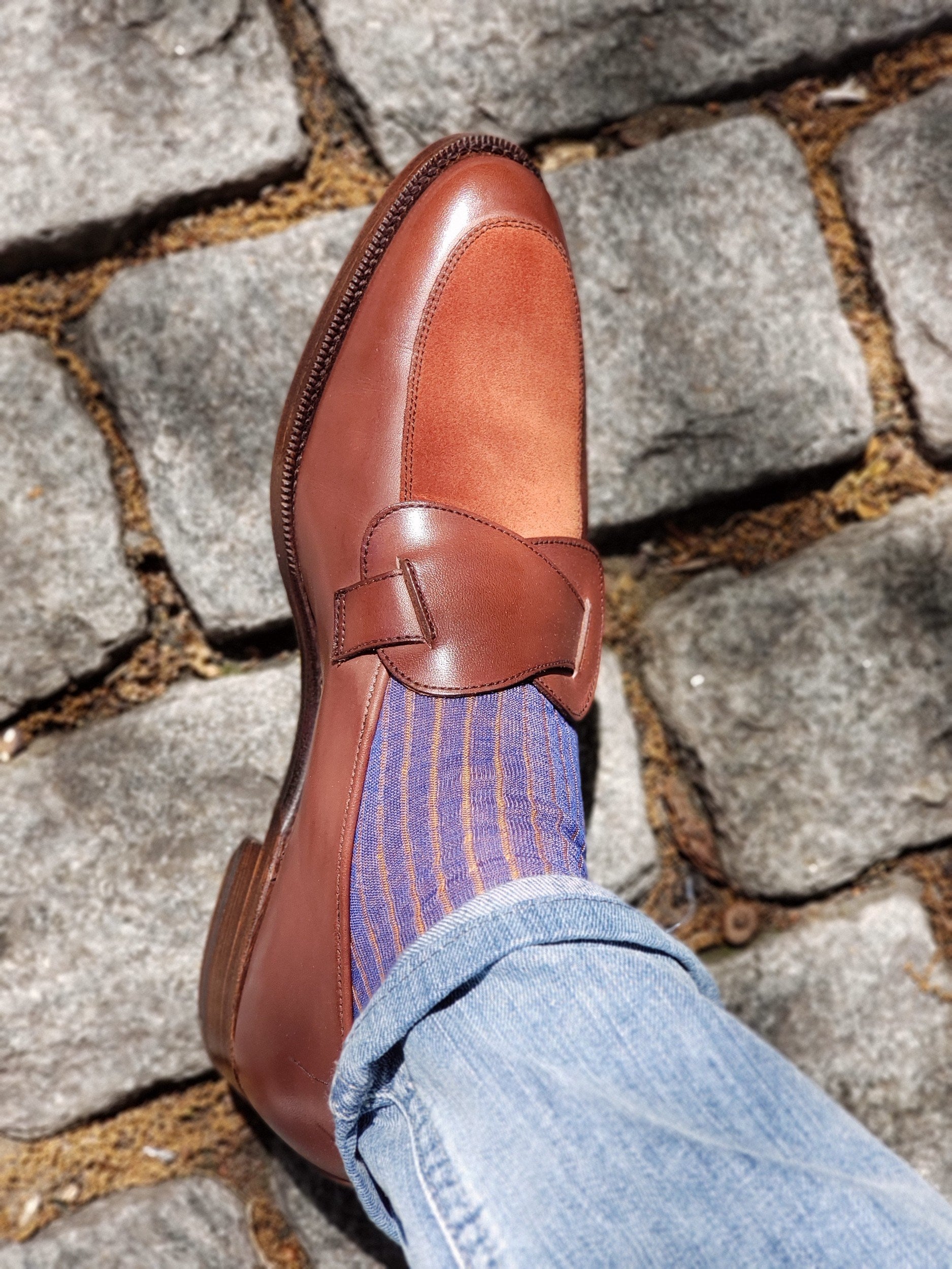 Meridian - MTO - Cedar Calf / Rust Suede - TMG Last - Single Leather Sole-Made To Order Butterfly Loafer-J.FitzPatrick Footwear