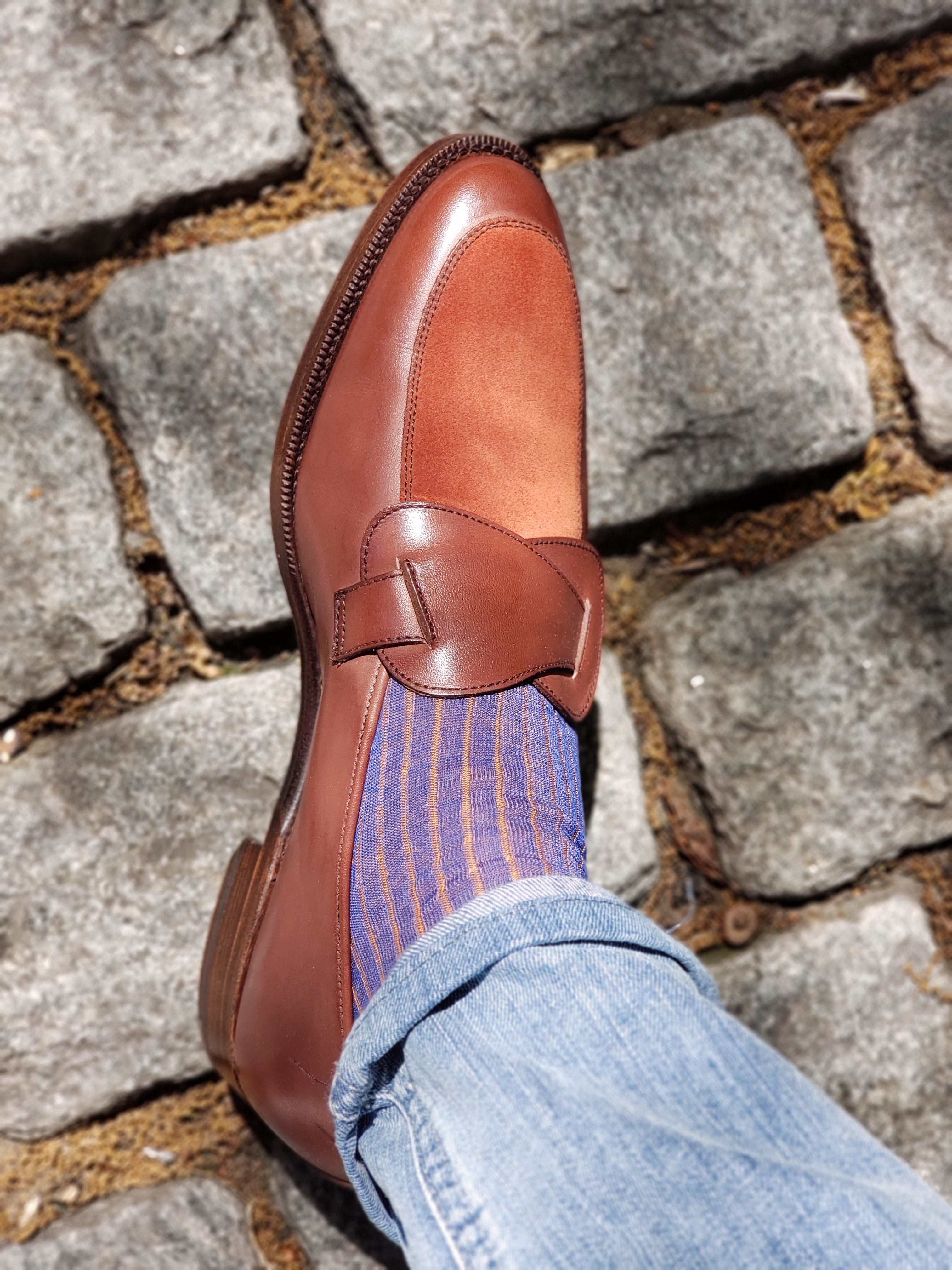 Meridian - MTO - Cedar Calf / Rust Suede - TMG Last - Single Leather Sole-Made To Order Butterfly Loafer-J.FitzPatrick Footwear