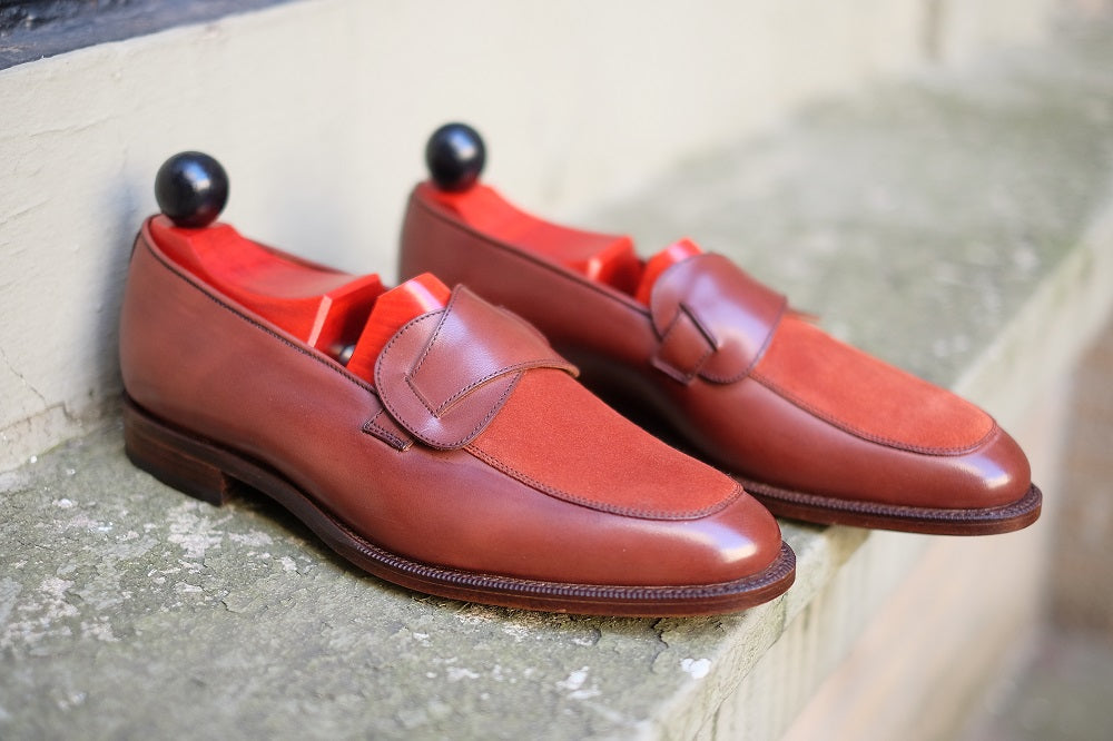Meridian - MTO - Cedar Calf / Rust Suede - TMG Last - Single Leather Sole-Made To Order Butterfly Loafer-J.FitzPatrick Footwear