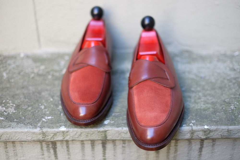 Meridian - MTO - Cedar Calf / Rust Suede - TMG Last - Single Leather Sole-Made To Order Butterfly Loafer-J.FitzPatrick Footwear