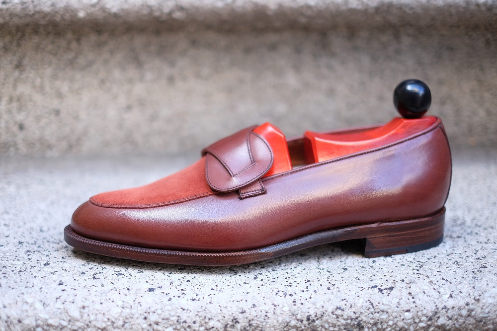 Meridian - MTO - Cedar Calf / Rust Suede - TMG Last - Single Leather Sole-Made To Order Butterfly Loafer-J.FitzPatrick Footwear