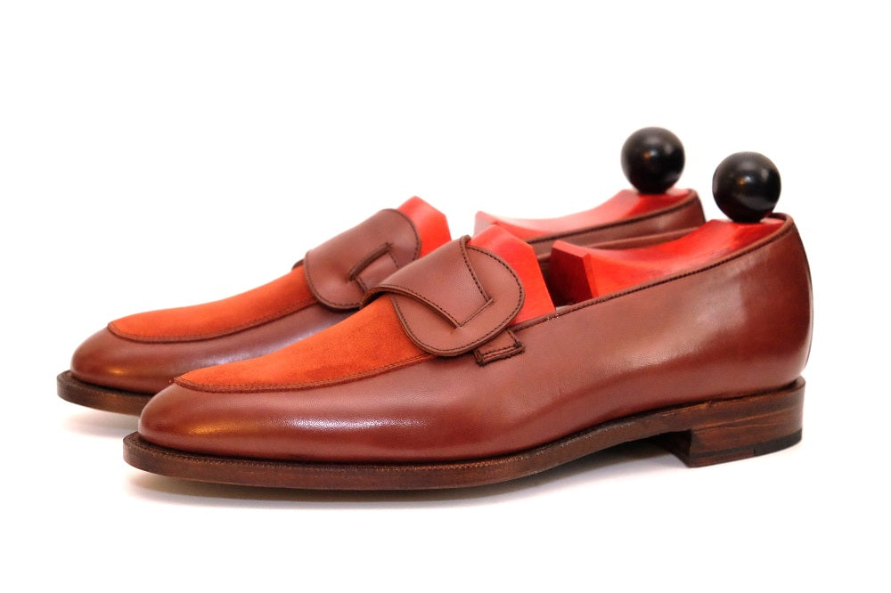 Meridian - MTO - Cedar Calf / Rust Suede - TMG Last - Single Leather Sole-Made To Order Butterfly Loafer-J.FitzPatrick Footwear