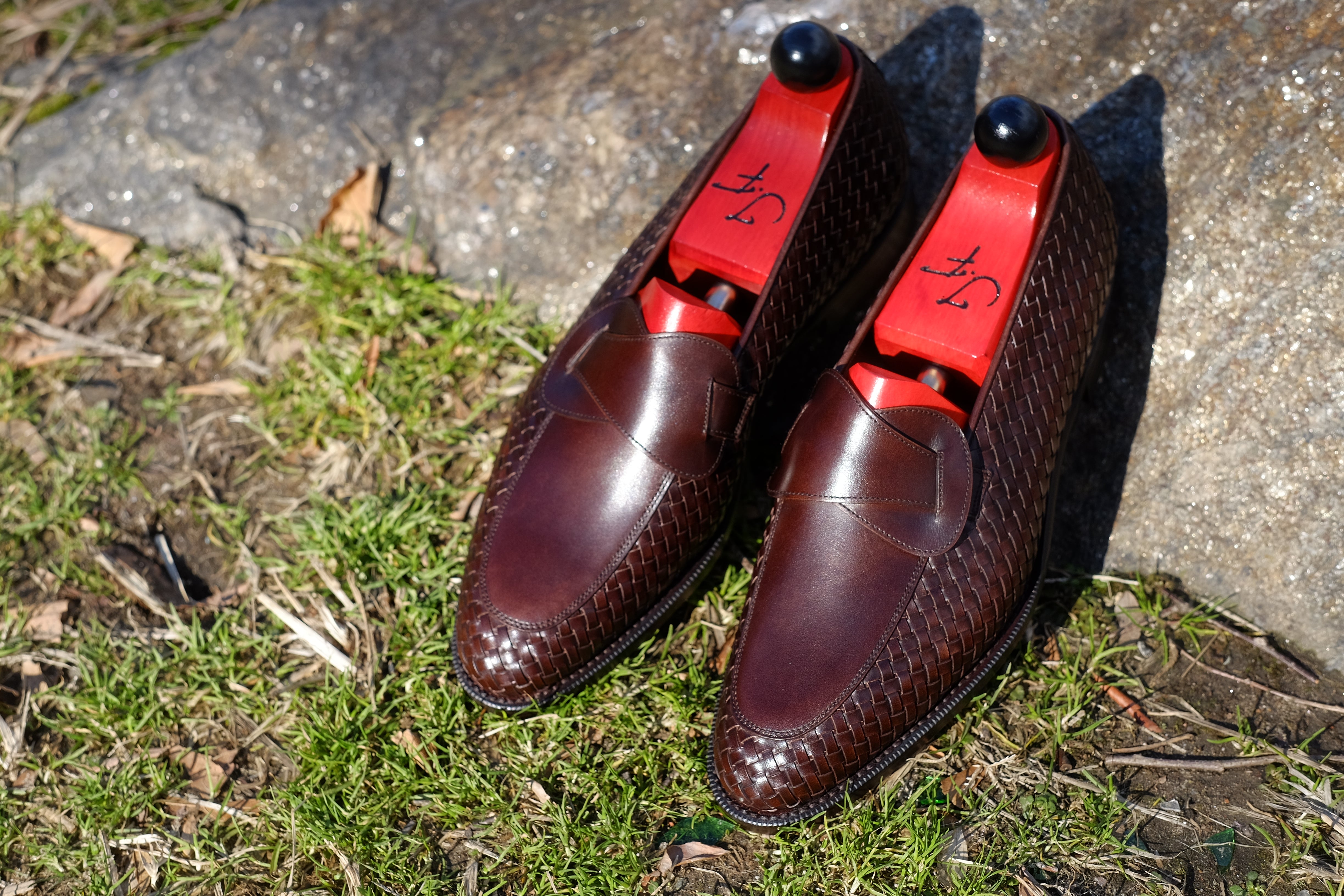Meridian - MTO - Dark Chestnut Calf / Dark Chestnut Calf Braided - TMG Last - Single Leather Sole-Made To Order Butterfly Loafer-J.FitzPatrick Footwear