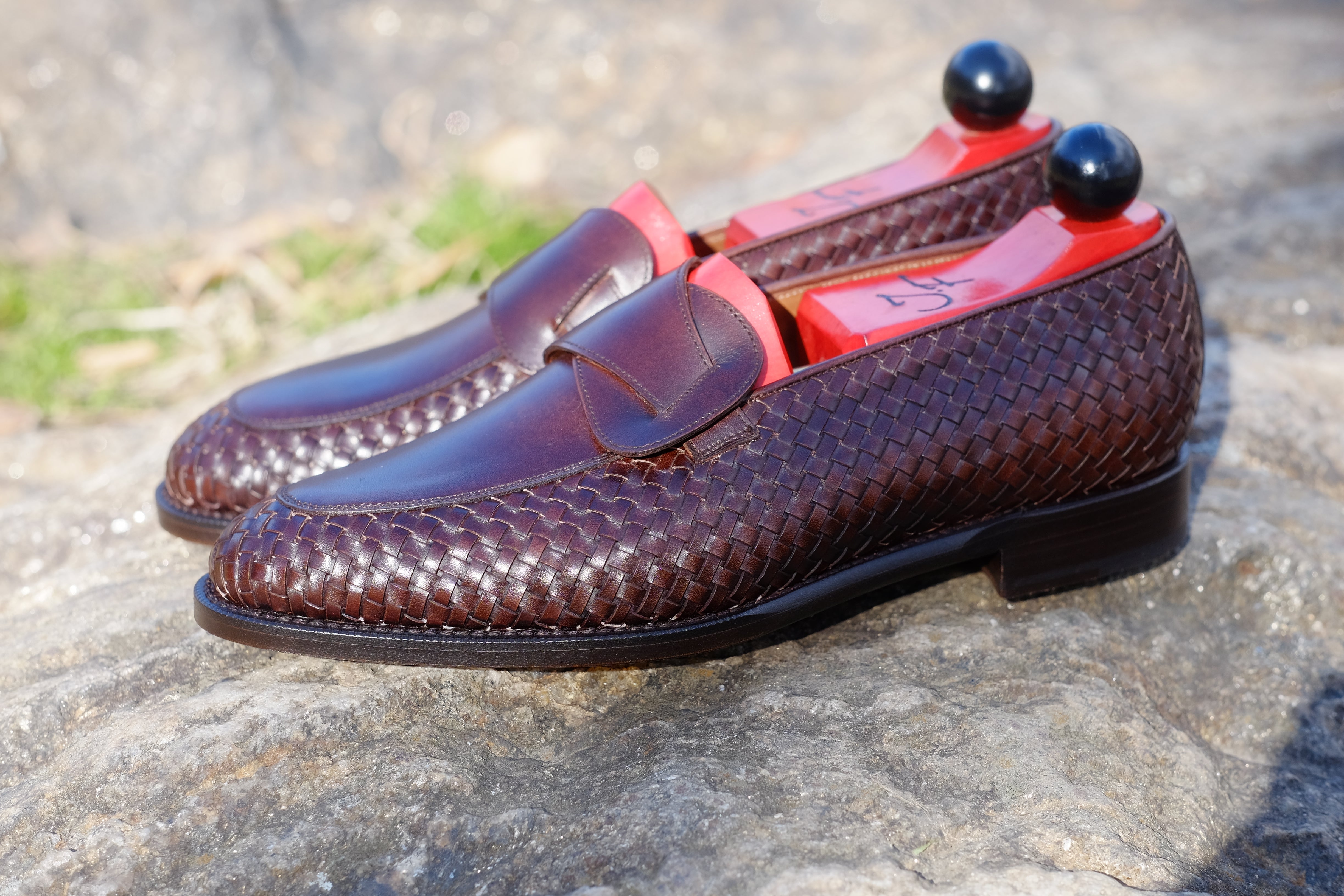 Meridian - MTO - Dark Chestnut Calf / Dark Chestnut Calf Braided - TMG Last - Single Leather Sole-Made To Order Butterfly Loafer-J.FitzPatrick Footwear