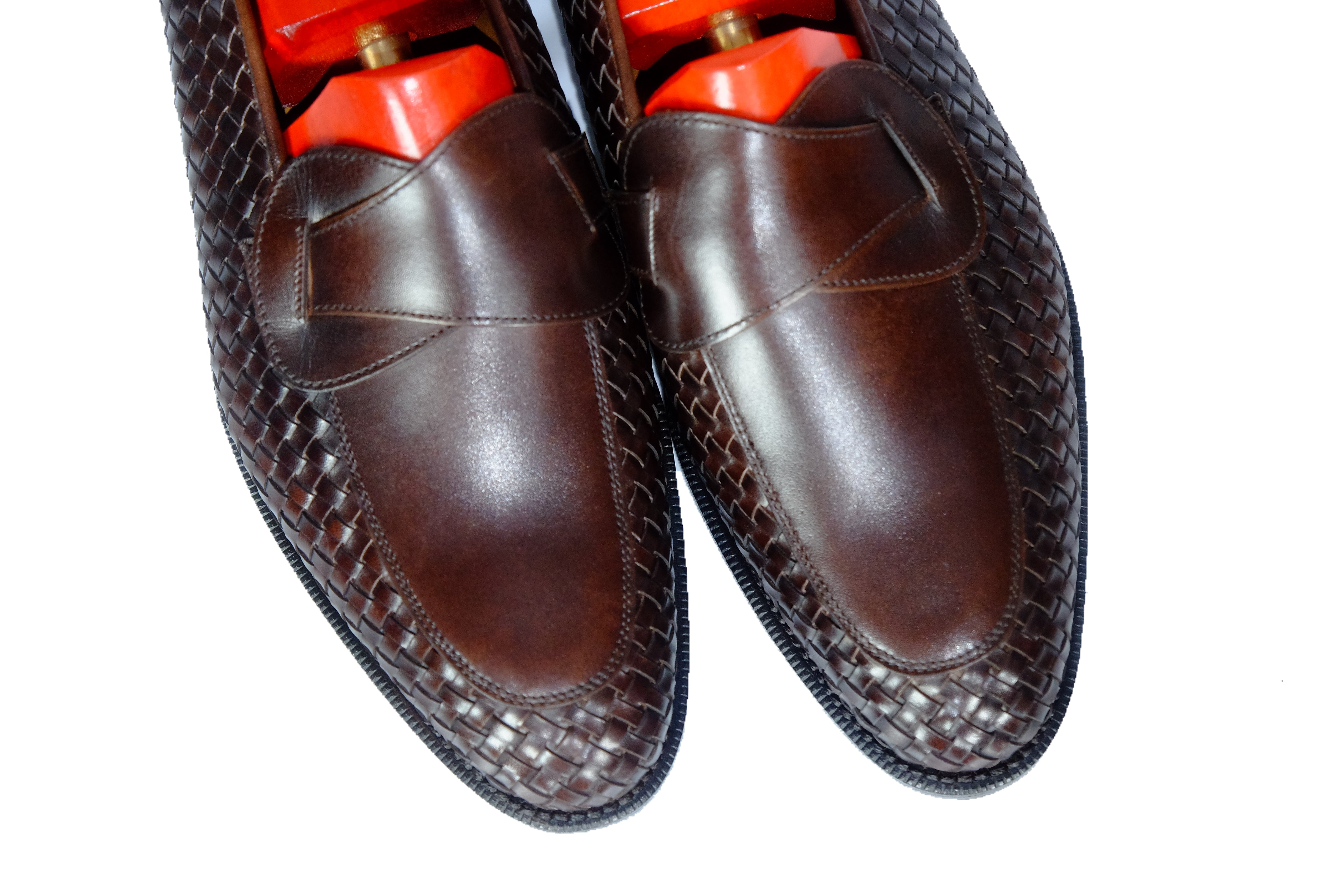 Meridian - MTO - Dark Chestnut Calf / Dark Chestnut Calf Braided - TMG Last - Single Leather Sole-Made To Order Butterfly Loafer-J.FitzPatrick Footwear