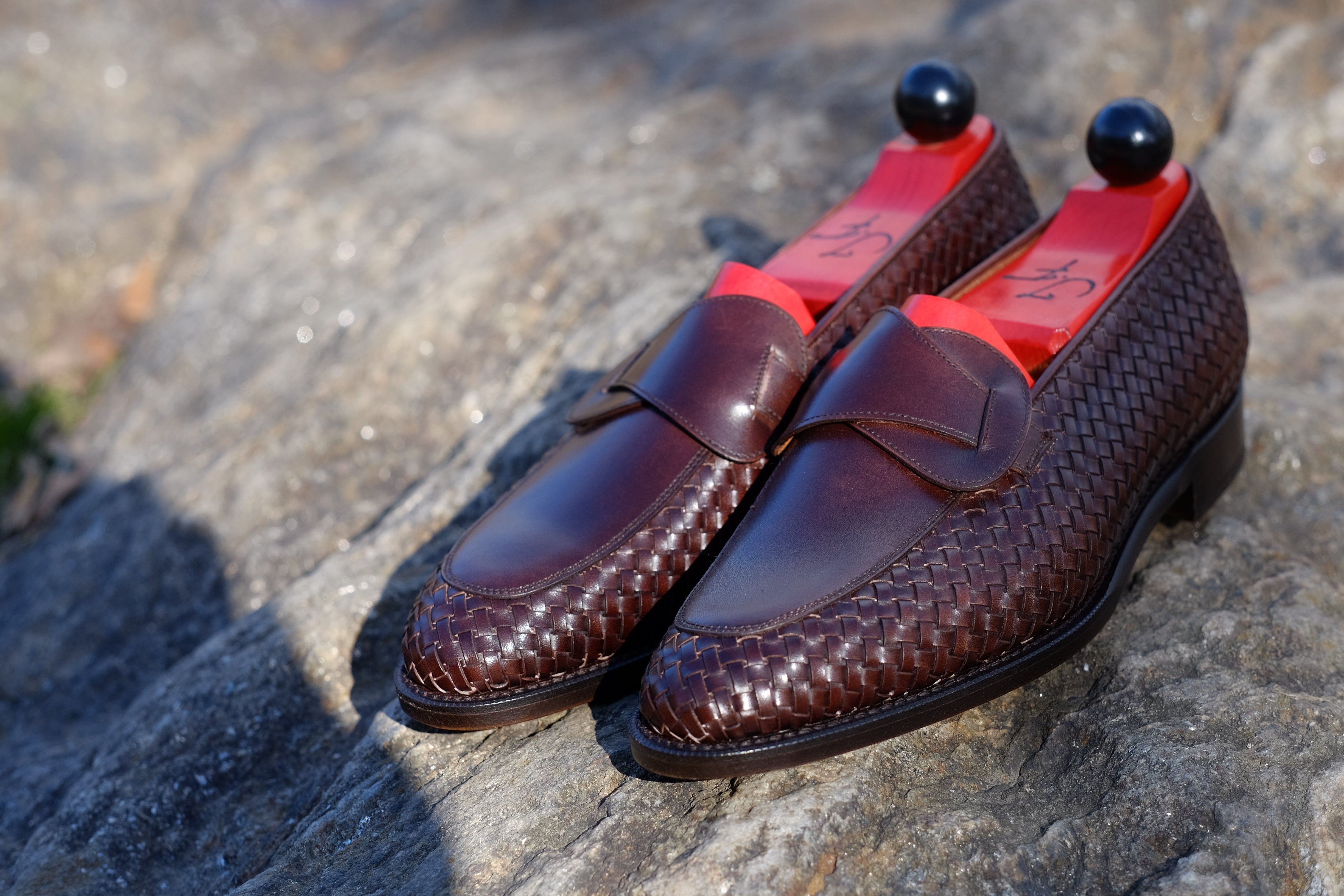 Meridian - MTO - Dark Chestnut Calf / Dark Chestnut Calf Braided - TMG Last - Single Leather Sole-Made To Order Butterfly Loafer-J.FitzPatrick Footwear
