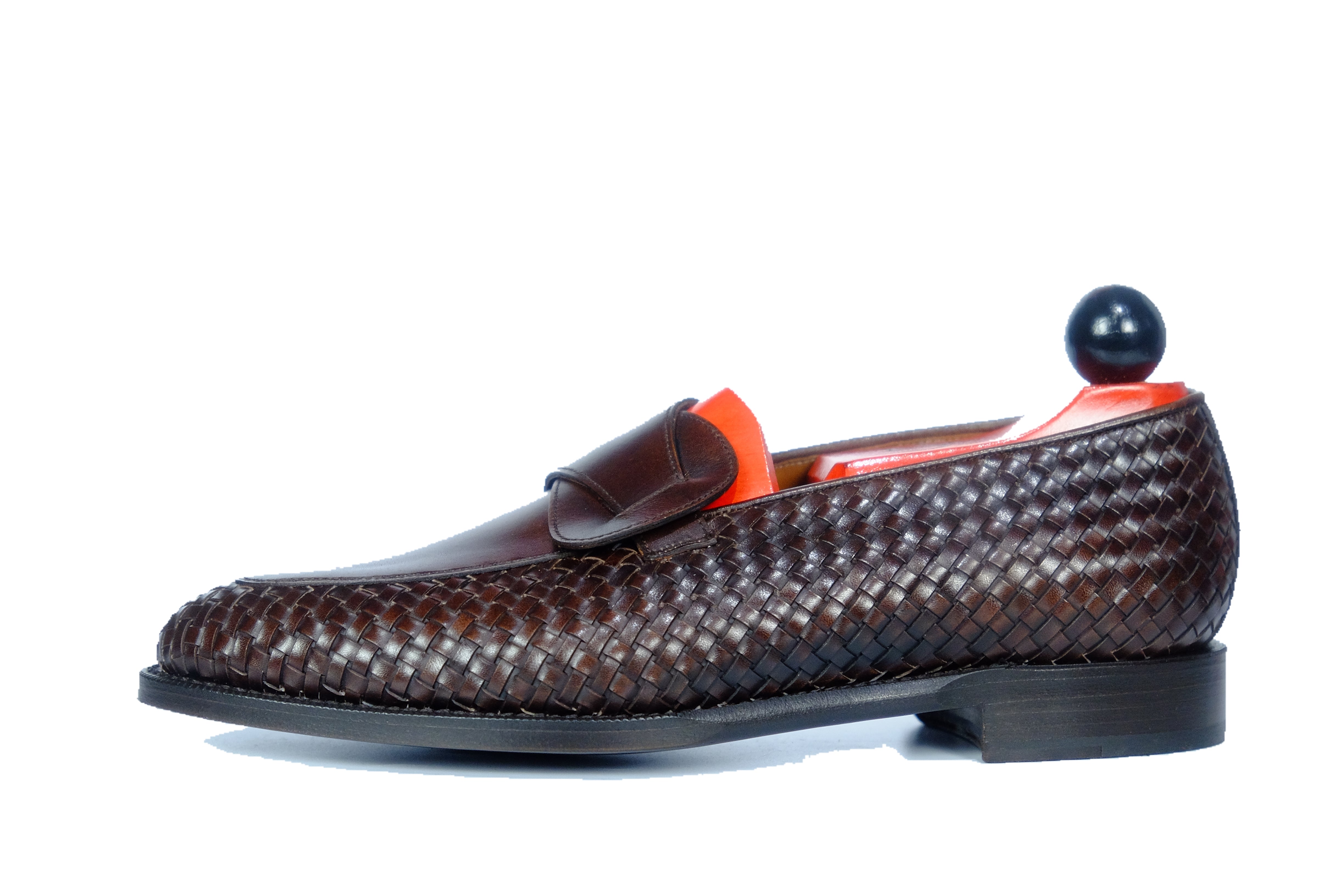 Meridian - MTO - Dark Chestnut Calf / Dark Chestnut Calf Braided - TMG Last - Single Leather Sole-Made To Order Butterfly Loafer-J.FitzPatrick Footwear