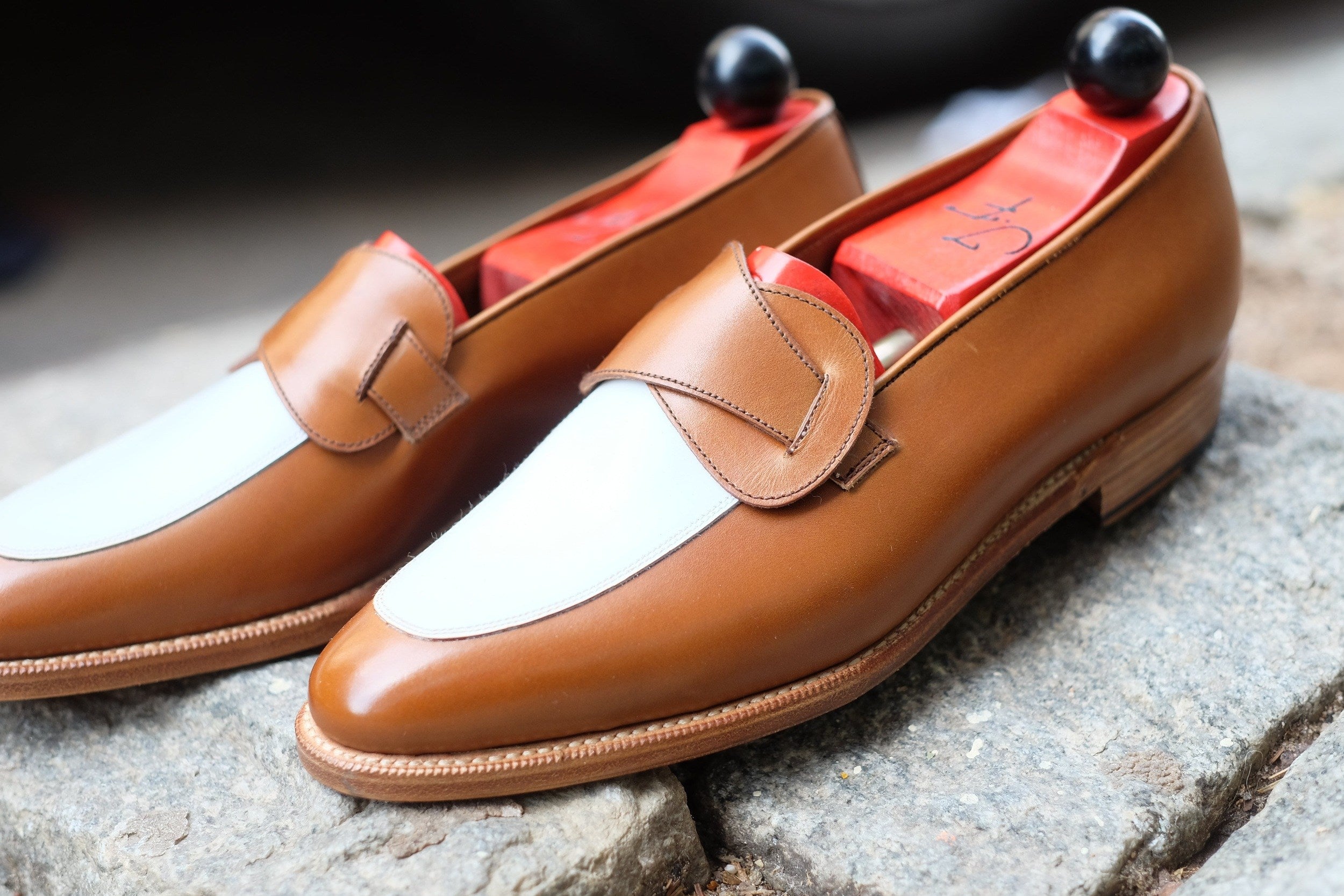 Meridian - MTO - Maple Calf / White Calf - TMG Last - Single Leather Sole-Made To Order Butterfly Loafer-J.FitzPatrick Footwear