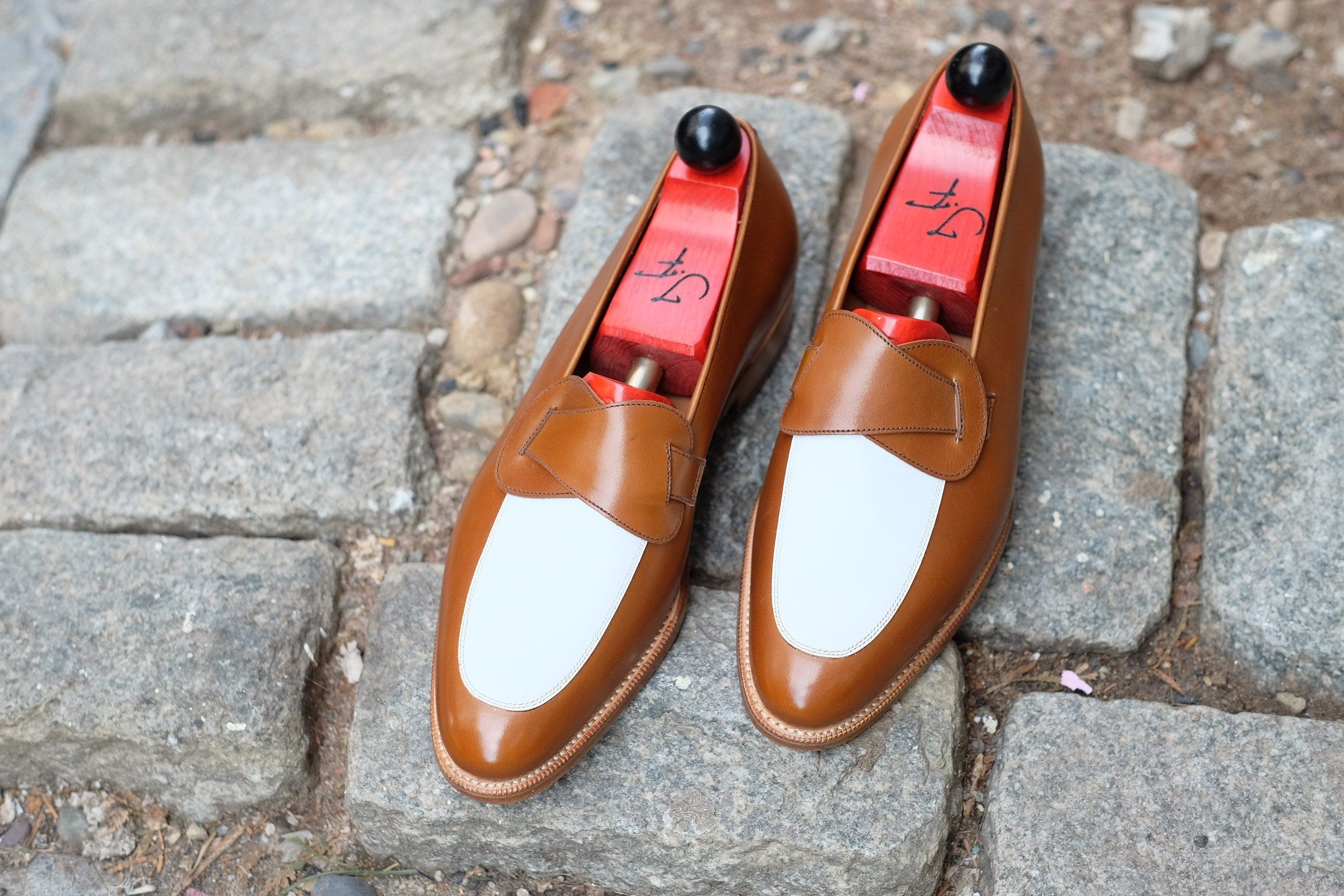 Meridian - MTO - Maple Calf / White Calf - TMG Last - Single Leather Sole-Made To Order Butterfly Loafer-J.FitzPatrick Footwear
