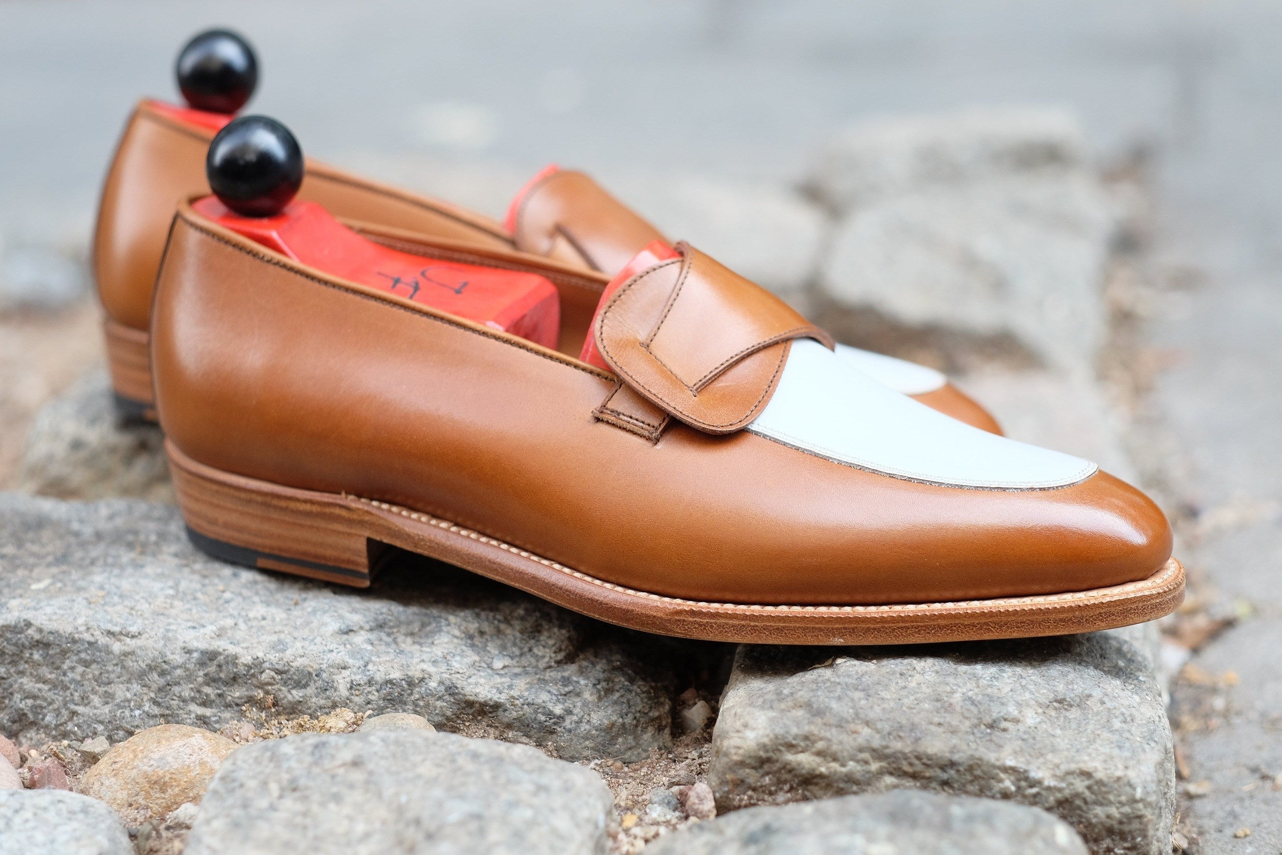 Meridian - MTO - Maple Calf / White Calf - TMG Last - Single Leather Sole-Made To Order Butterfly Loafer-J.FitzPatrick Footwear