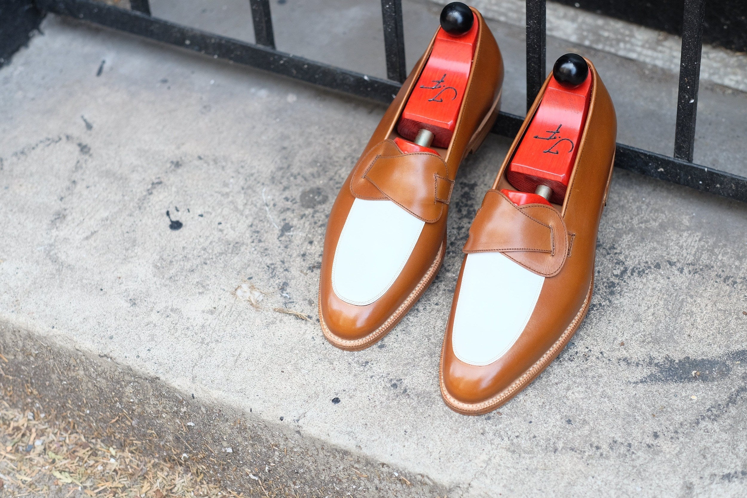 Meridian - MTO - Maple Calf / White Calf - TMG Last - Single Leather Sole-Made To Order Butterfly Loafer-J.FitzPatrick Footwear