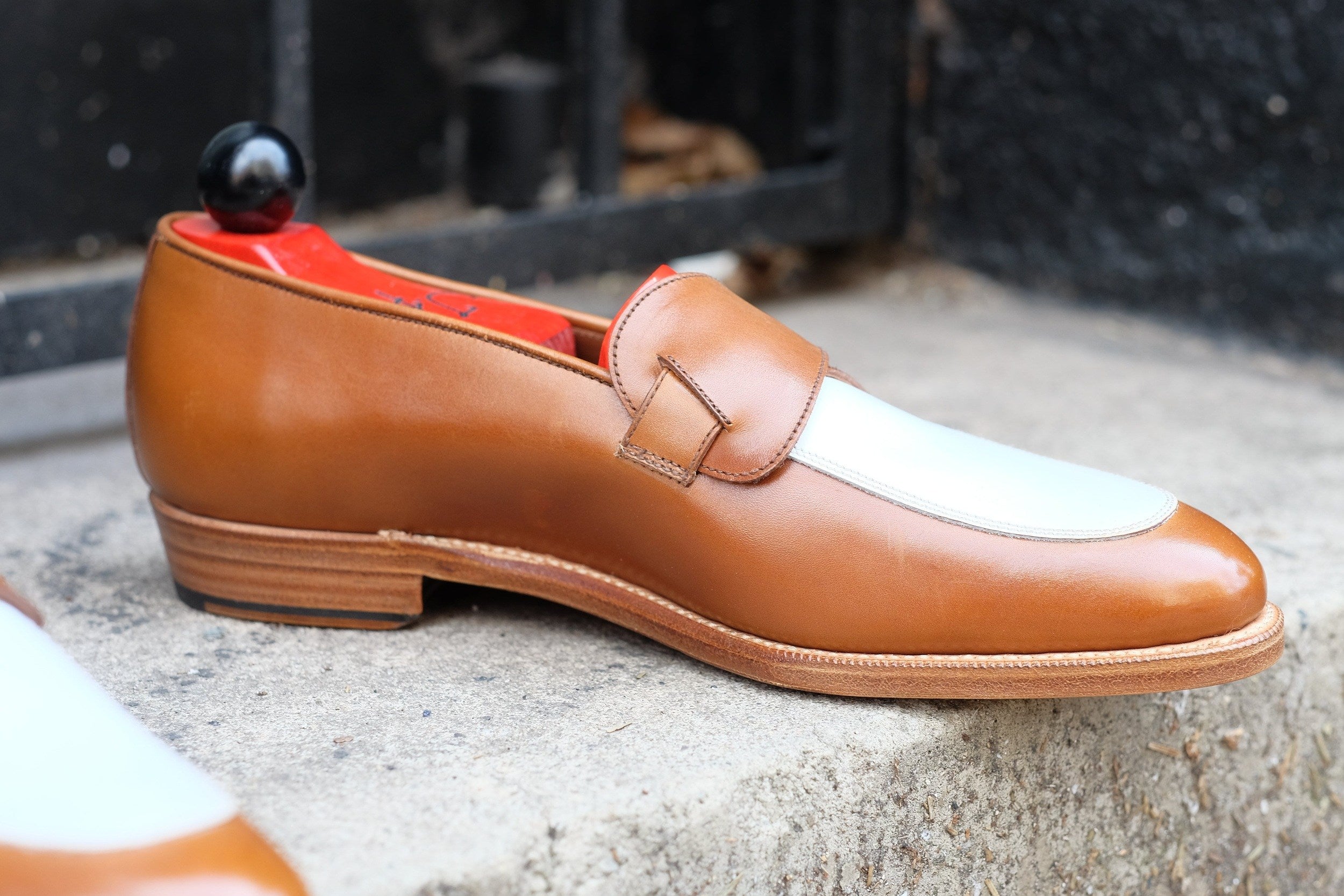 Meridian - MTO - Maple Calf / White Calf - TMG Last - Single Leather Sole-Made To Order Butterfly Loafer-J.FitzPatrick Footwear