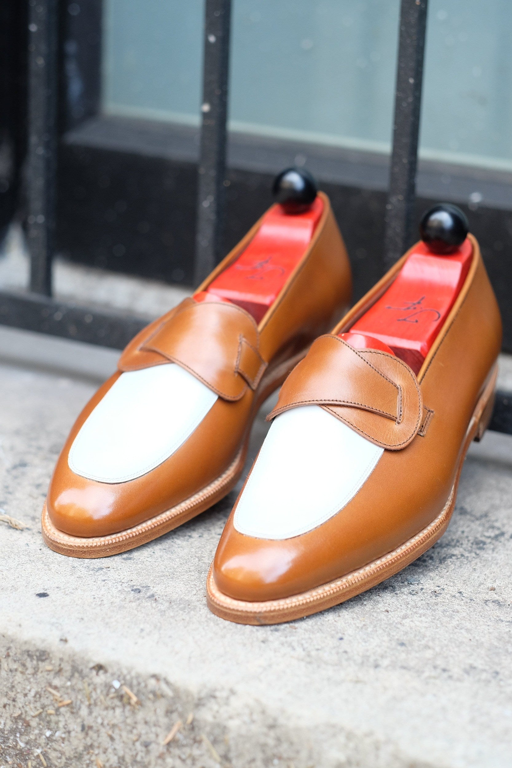 Meridian - MTO - Maple Calf / White Calf - TMG Last - Single Leather Sole-Made To Order Butterfly Loafer-J.FitzPatrick Footwear