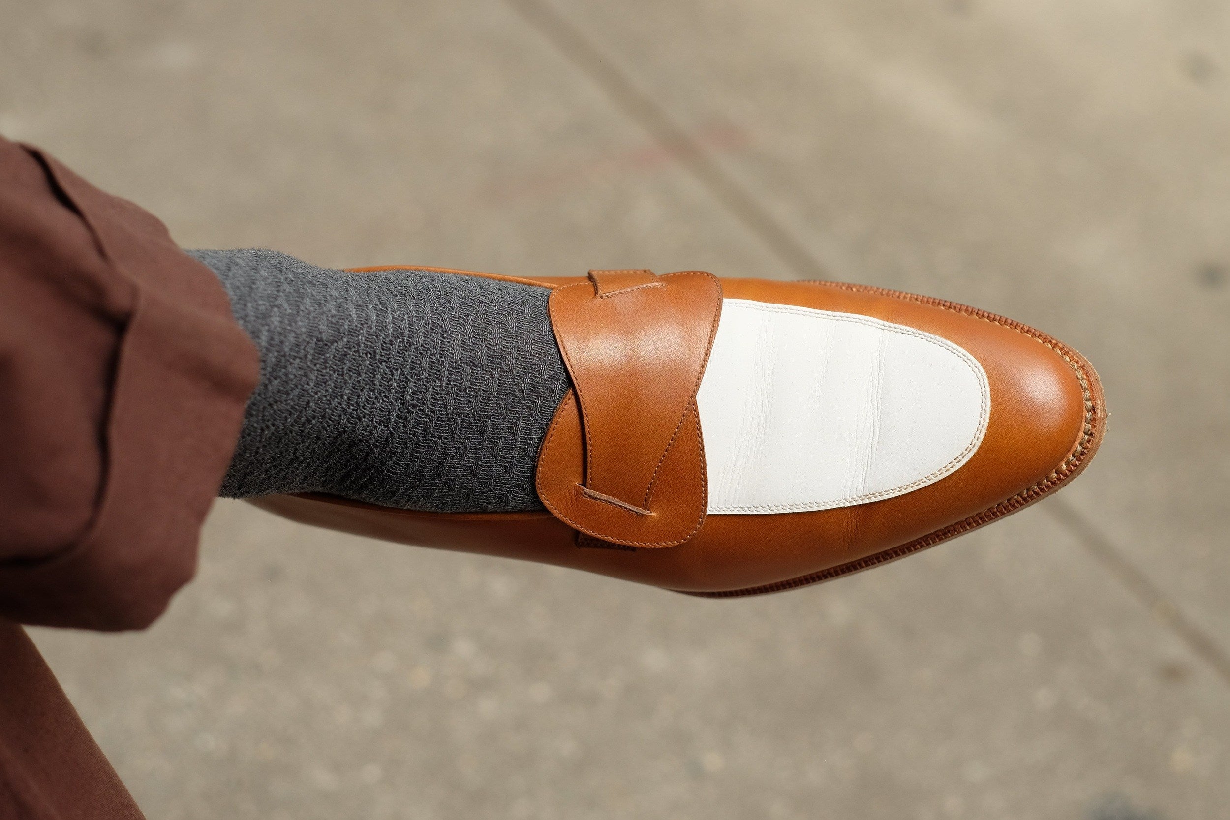 Meridian - MTO - Maple Calf / White Calf - TMG Last - Single Leather Sole-Made To Order Butterfly Loafer-J.FitzPatrick Footwear