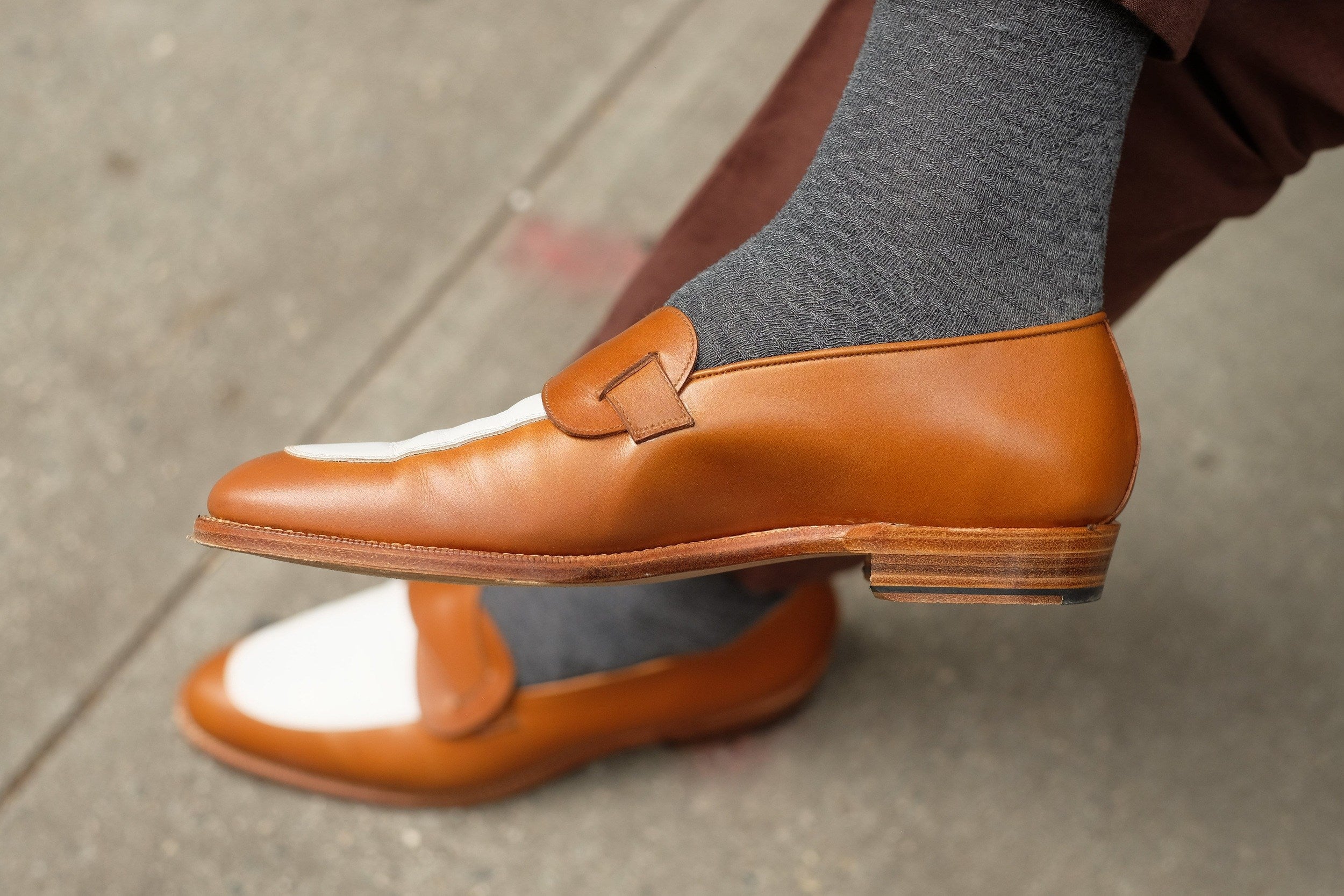 Meridian - MTO - Maple Calf / White Calf - TMG Last - Single Leather Sole-Made To Order Butterfly Loafer-J.FitzPatrick Footwear
