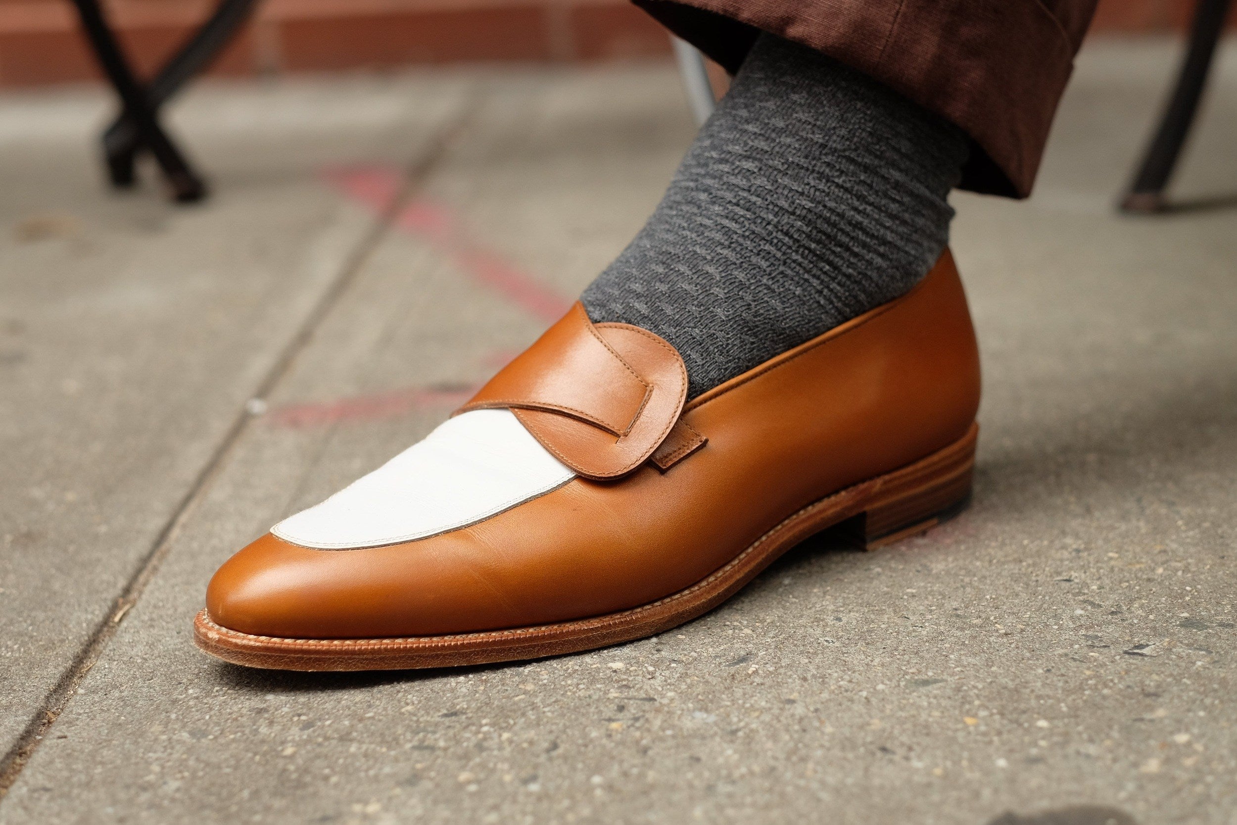 Meridian - MTO - Maple Calf / White Calf - TMG Last - Single Leather Sole-Made To Order Butterfly Loafer-J.FitzPatrick Footwear