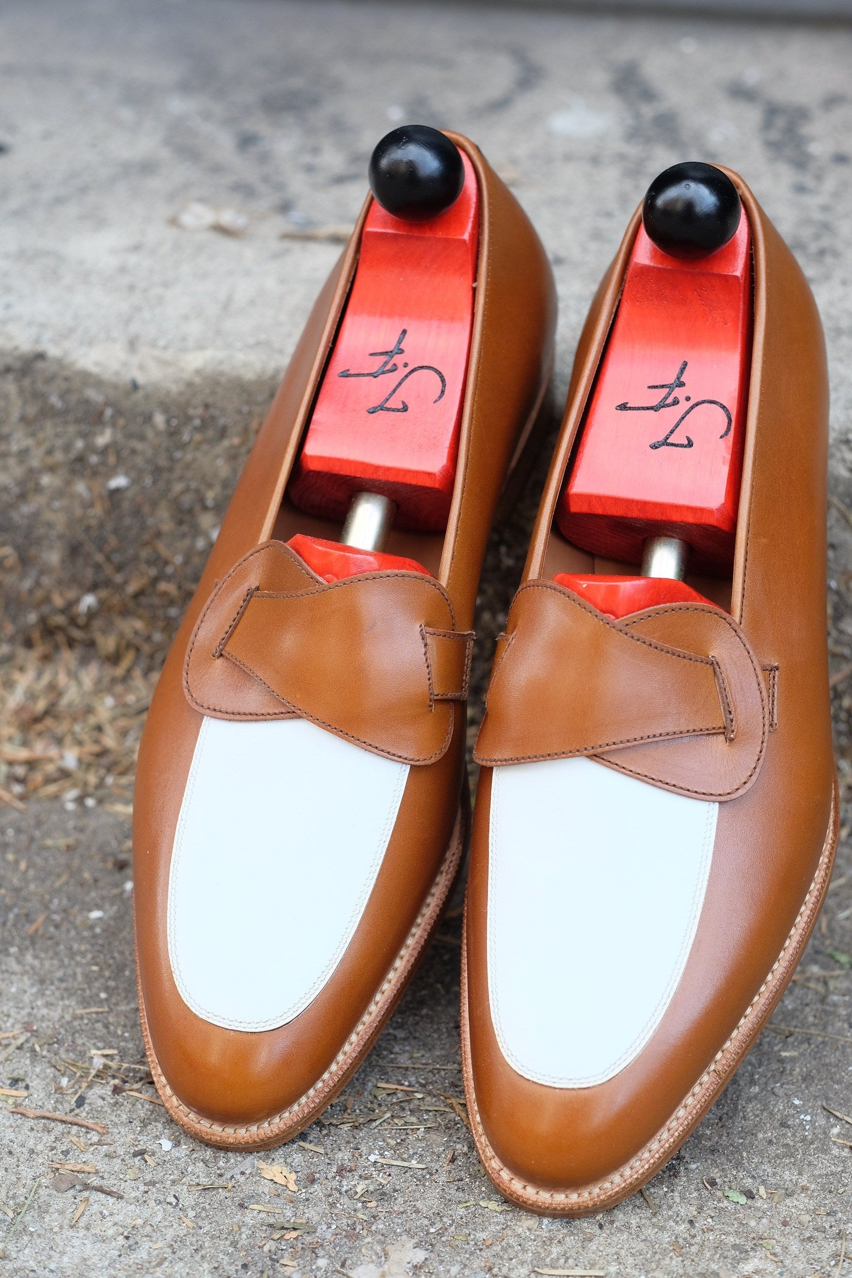 Meridian - MTO - Maple Calf / White Calf - TMG Last - Single Leather Sole-Made To Order Butterfly Loafer-J.FitzPatrick Footwear