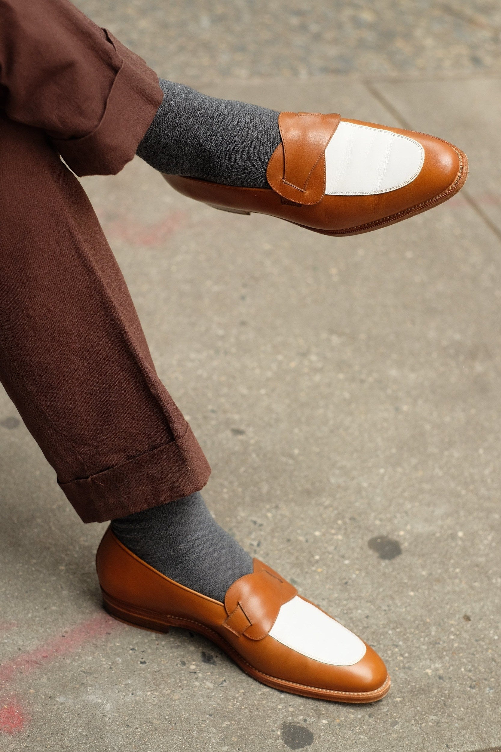 Meridian - MTO - Maple Calf / White Calf - TMG Last - Single Leather Sole-Made To Order Butterfly Loafer-J.FitzPatrick Footwear