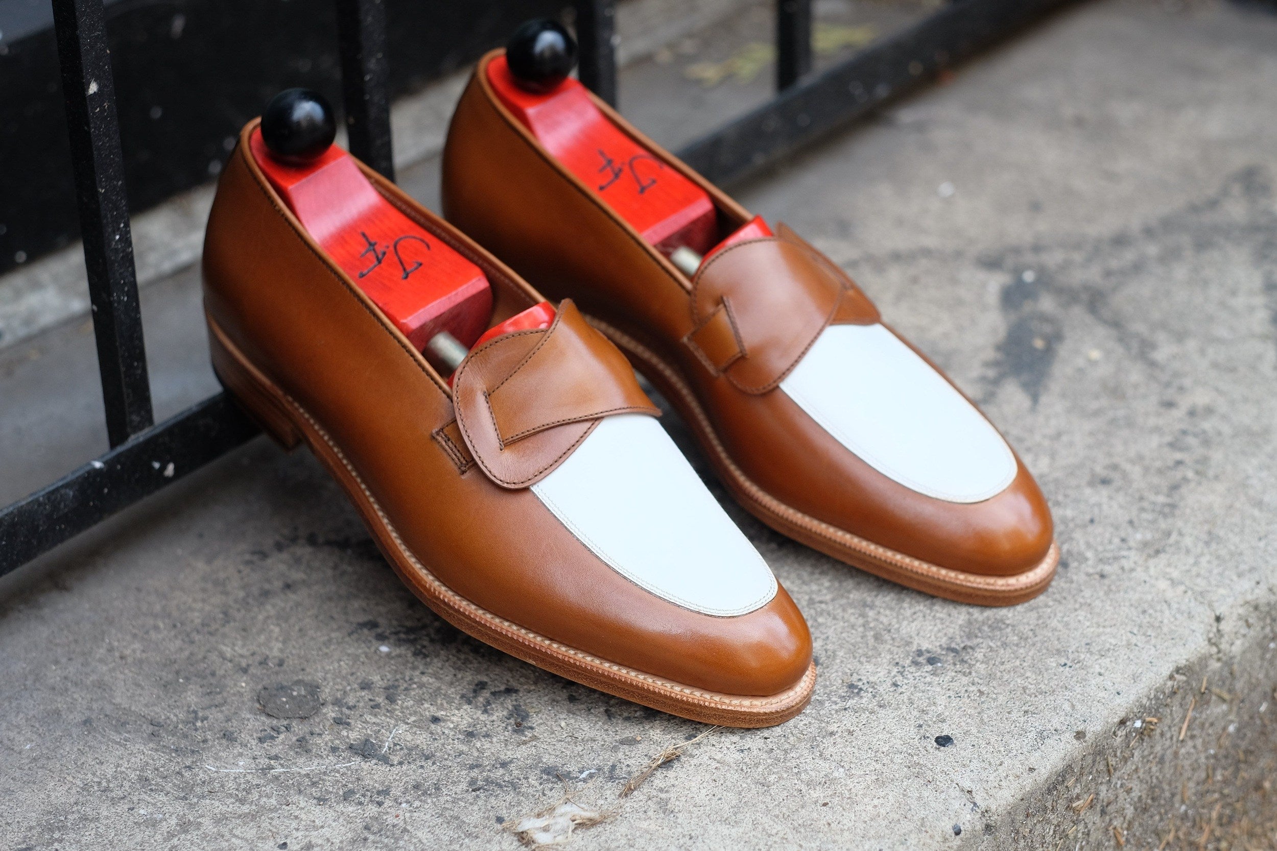 Meridian - MTO - Maple Calf / White Calf - TMG Last - Single Leather Sole-Made To Order Butterfly Loafer-J.FitzPatrick Footwear