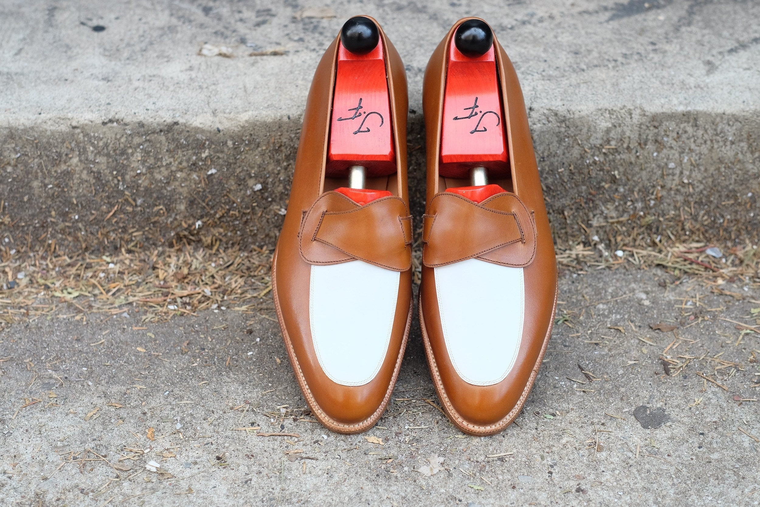 Meridian - MTO - Maple Calf / White Calf - TMG Last - Single Leather Sole-Made To Order Butterfly Loafer-J.FitzPatrick Footwear