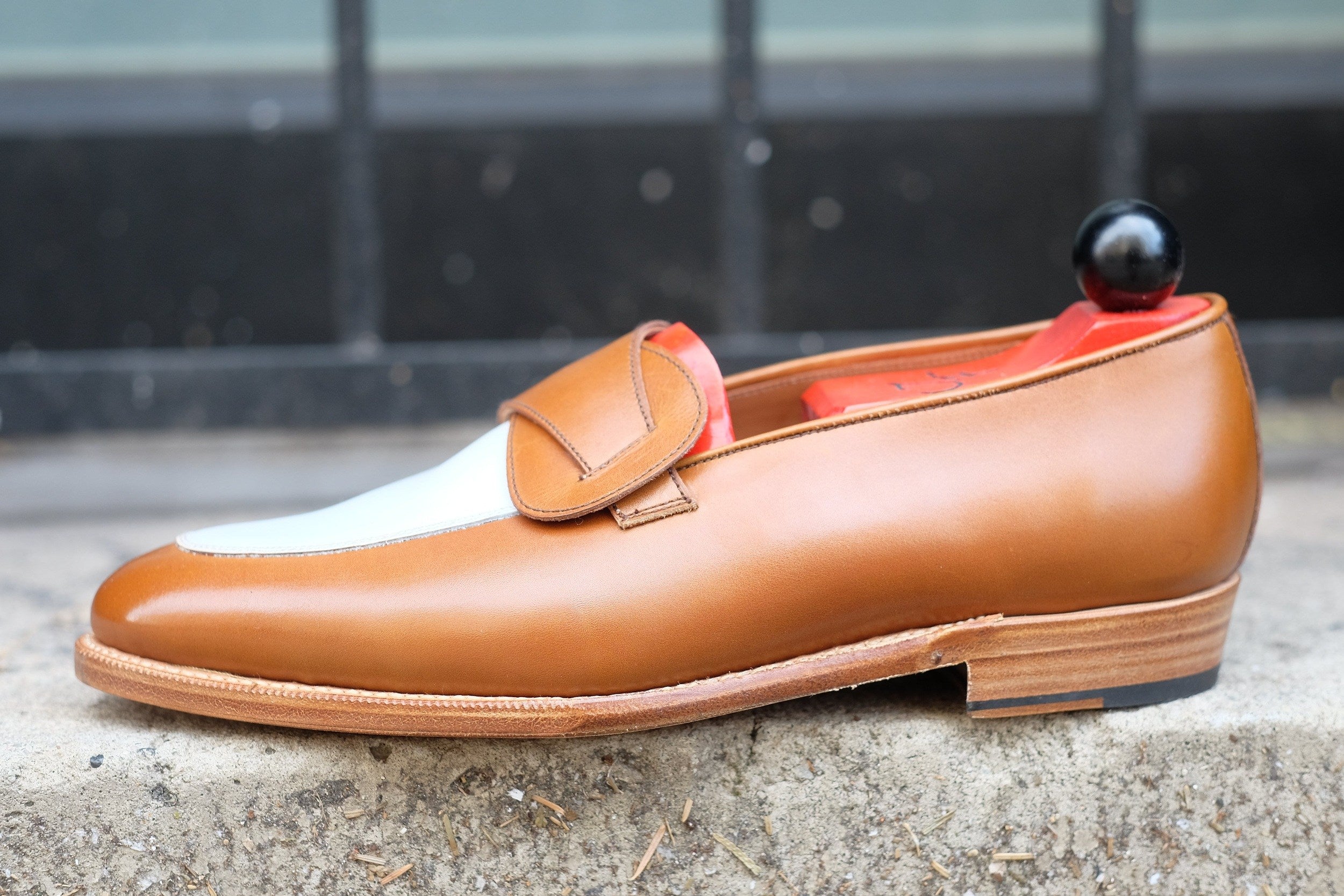 Meridian - MTO - Maple Calf / White Calf - TMG Last - Single Leather Sole-Made To Order Butterfly Loafer-J.FitzPatrick Footwear