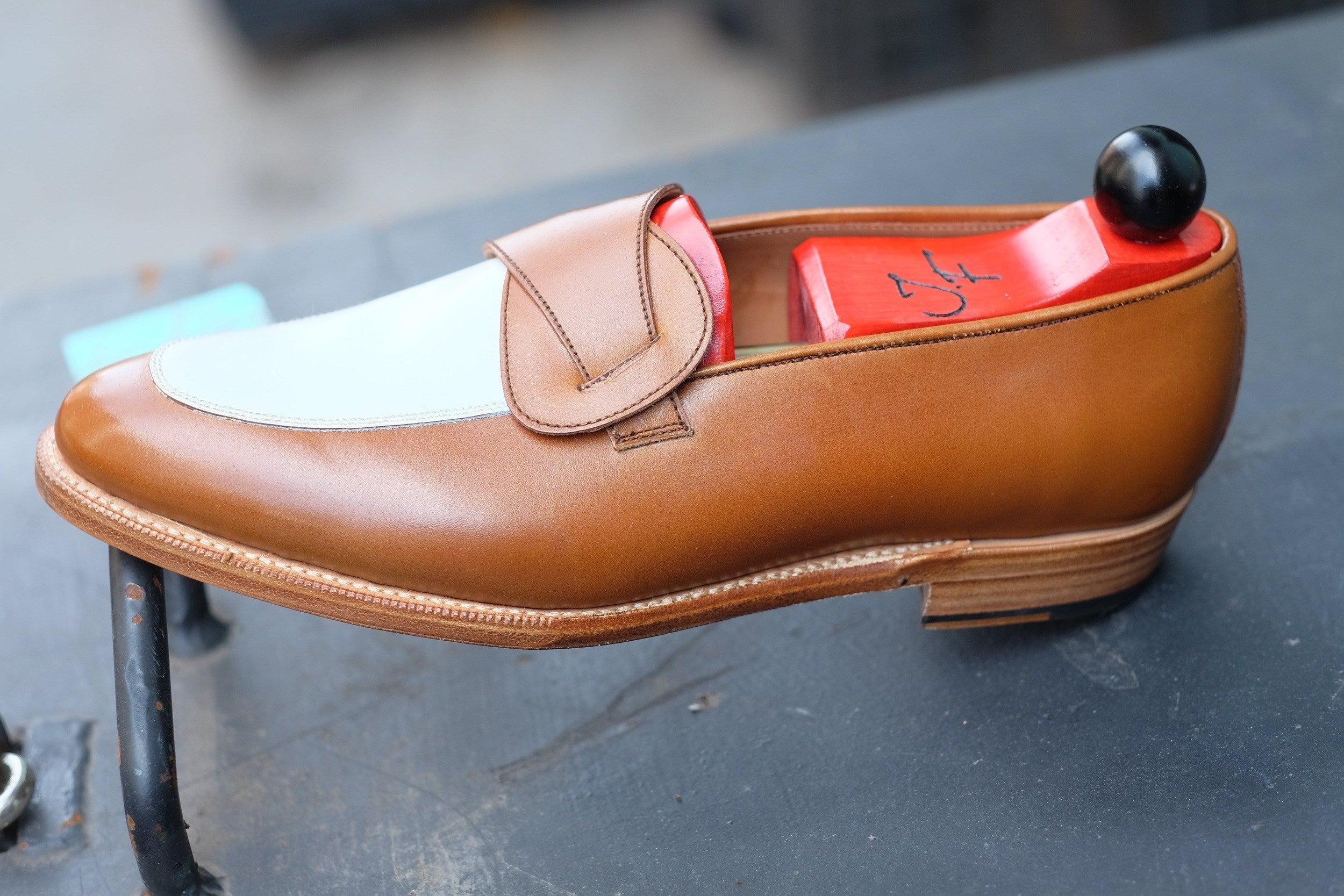 Meridian - MTO - Maple Calf / White Calf - TMG Last - Single Leather Sole-Made To Order Butterfly Loafer-J.FitzPatrick Footwear