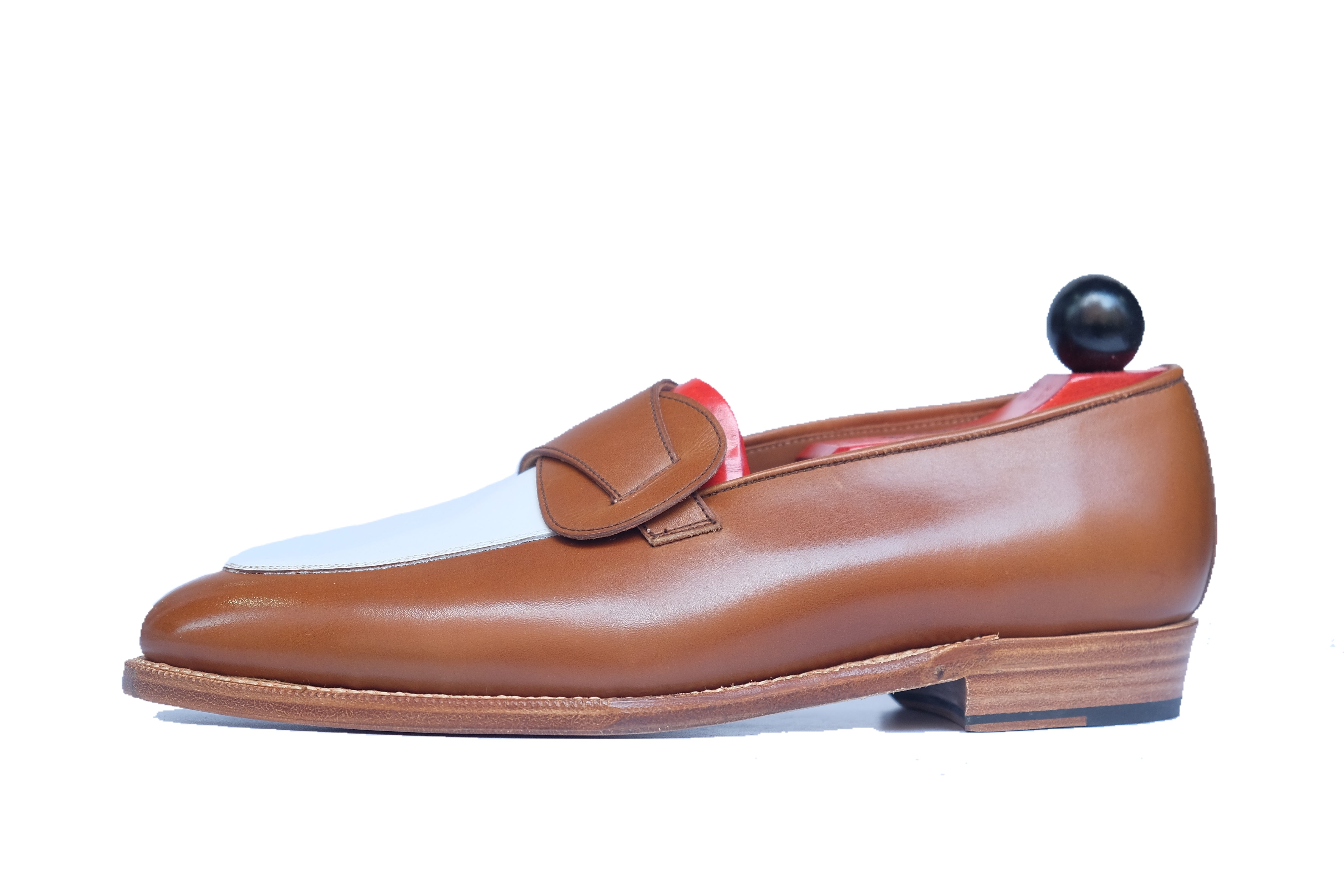Meridian - MTO - Maple Calf / White Calf - TMG Last - Single Leather Sole-Made To Order Butterfly Loafer-J.FitzPatrick Footwear
