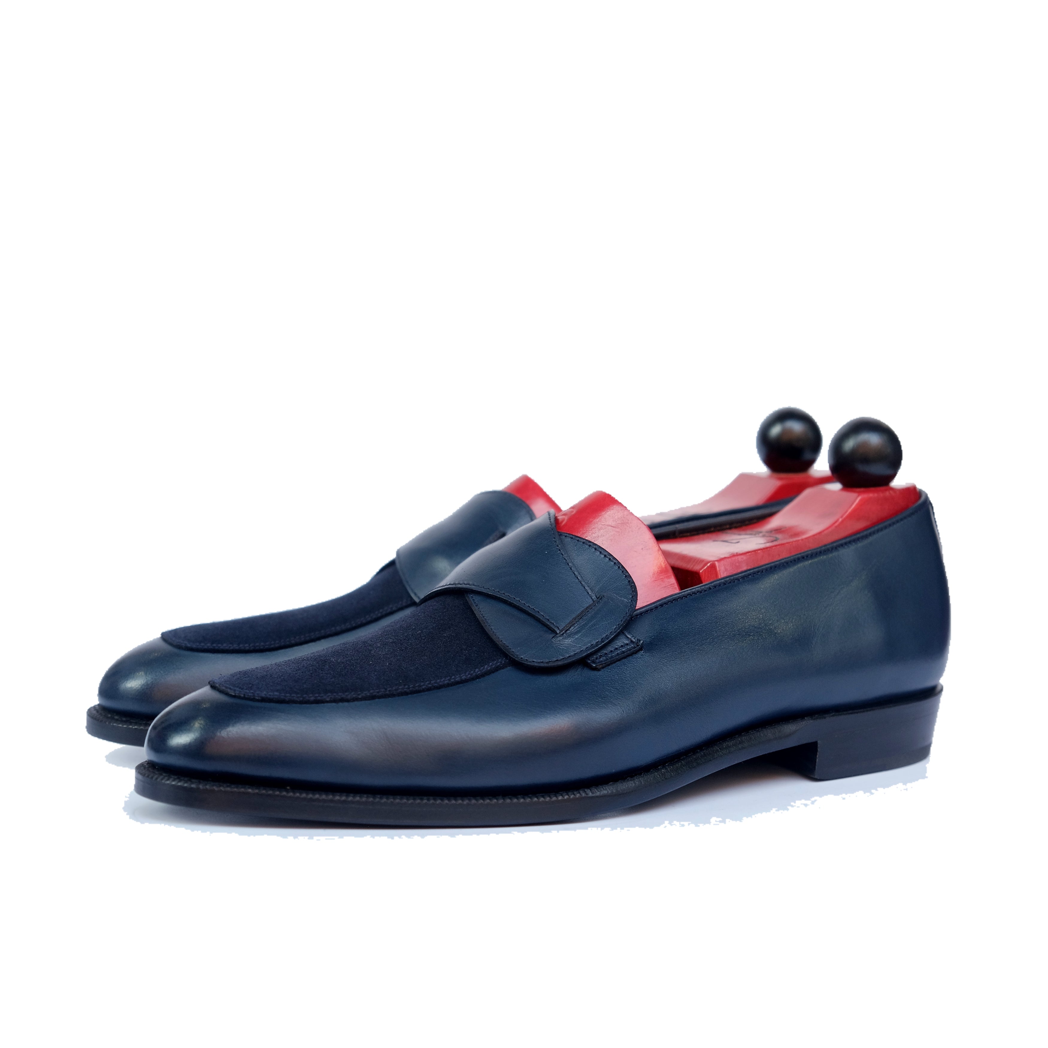 Meridian - MTO - Midnight Calf / Navy Suede - TMG Last - Single Leather Sole-Made To Order Butterfly Loafer-J.FitzPatrick Footwear