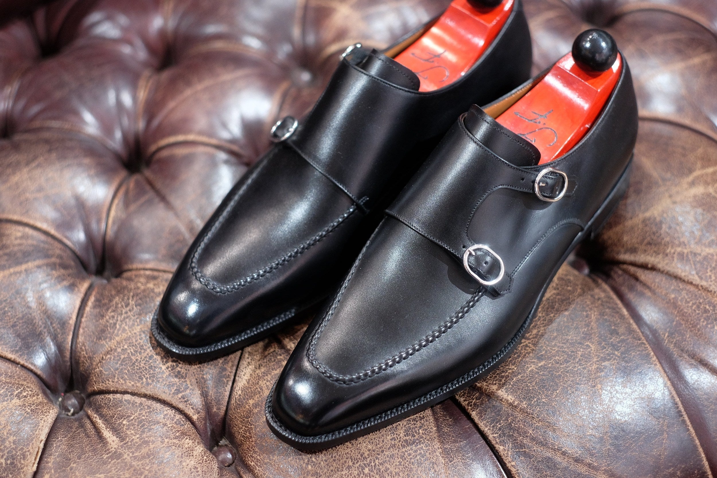 Montlake - MTO - Black Calf-Made To Order Double Monkstrap Hand Stitched-J.FitzPatrick Footwear