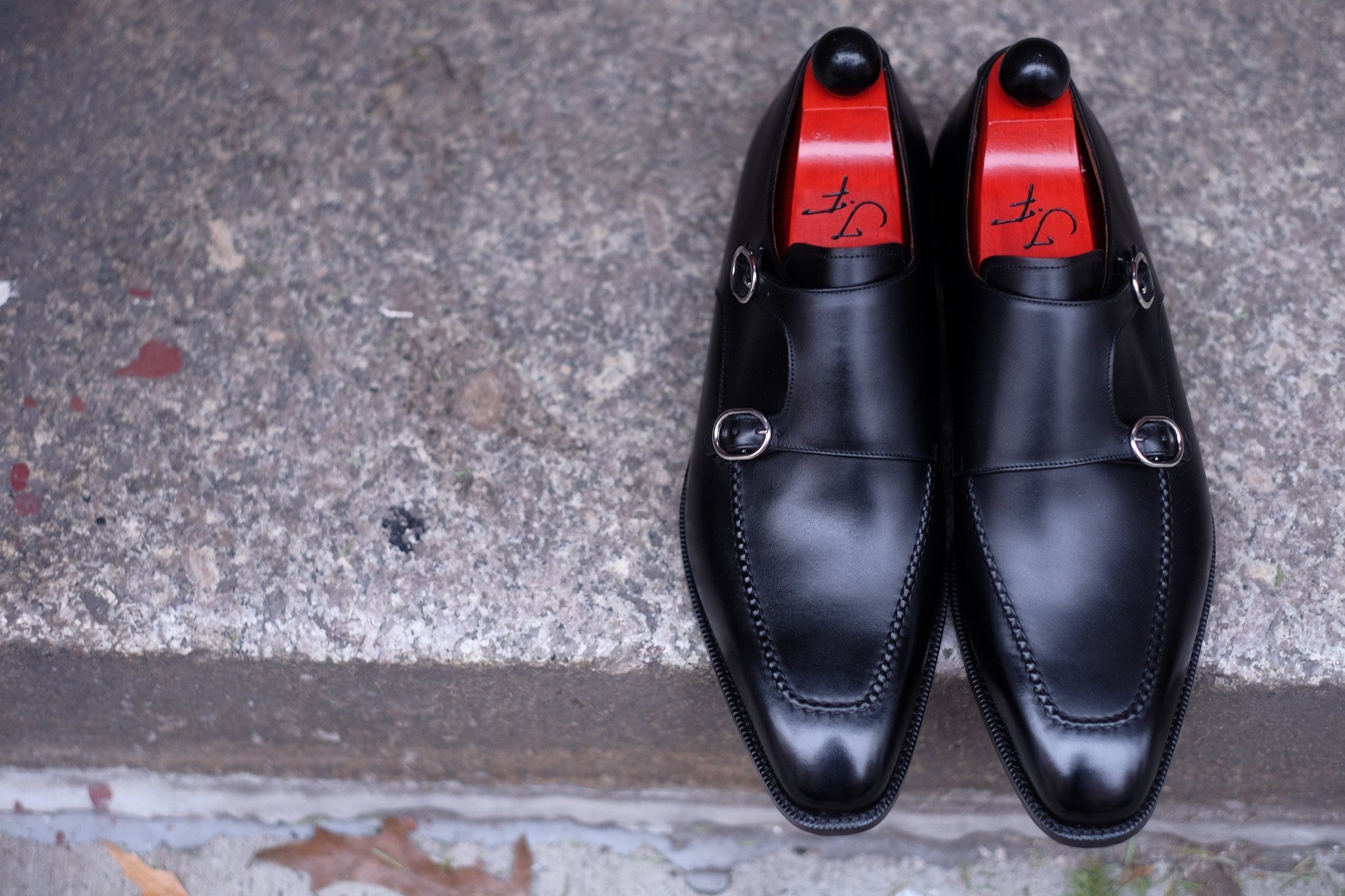 Montlake - MTO - Black Calf-Made To Order Double Monkstrap Hand Stitched-J.FitzPatrick Footwear