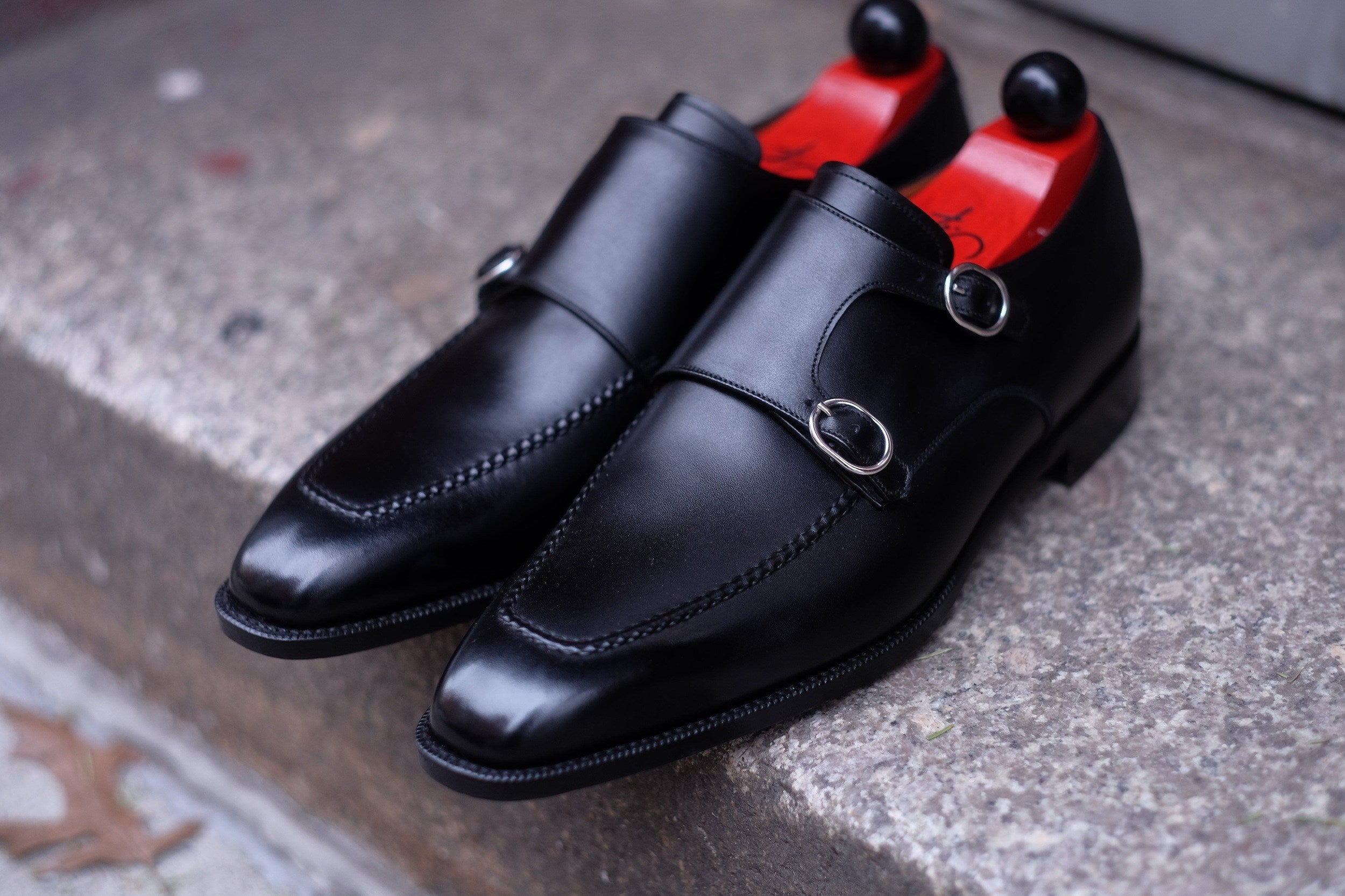 Montlake - MTO - Black Calf-Made To Order Double Monkstrap Hand Stitched-J.FitzPatrick Footwear