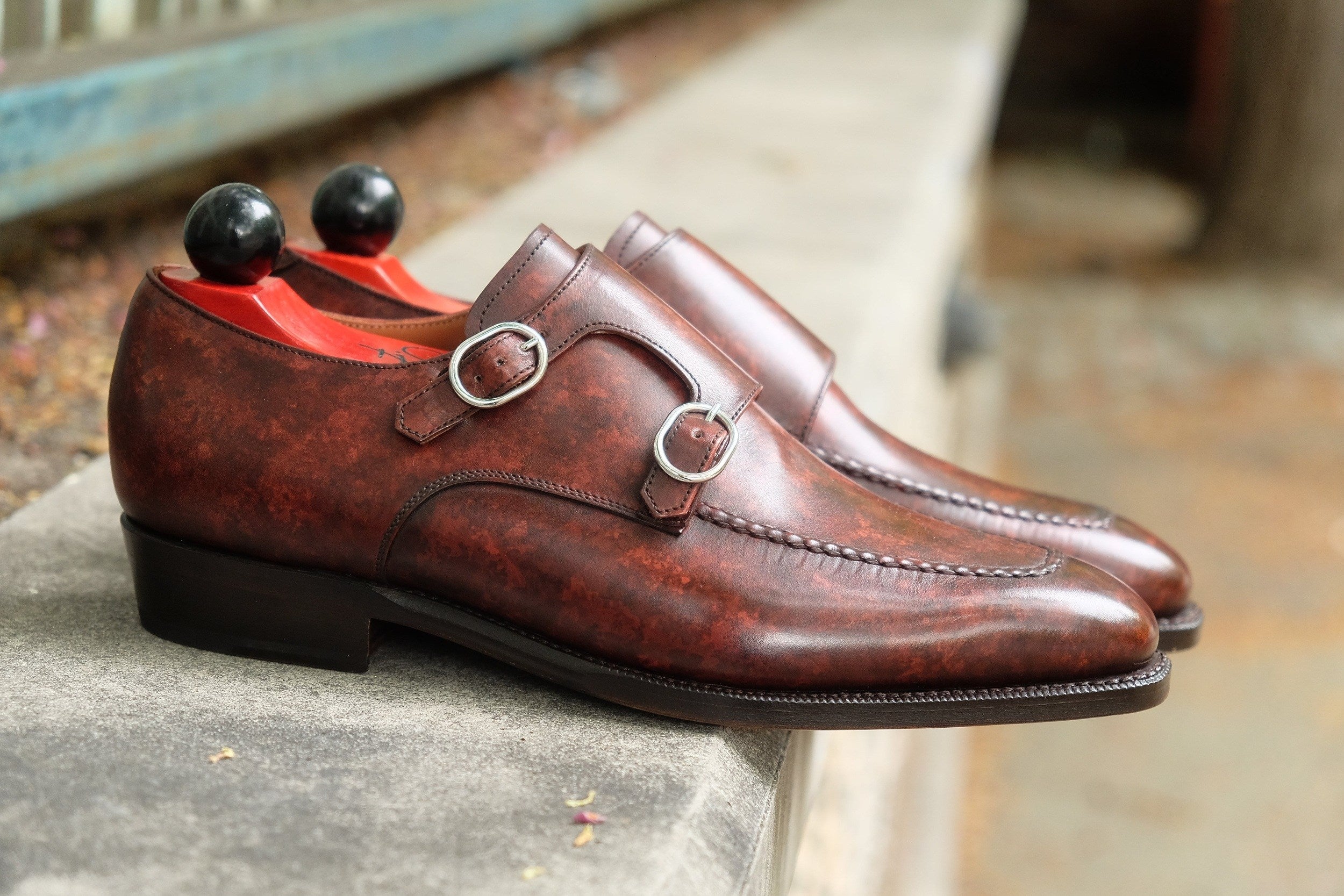 Montlake - MTO - Walnut Marble Patina-Made To Order Double Monkstrap Hand Stitched-J.FitzPatrick Footwear