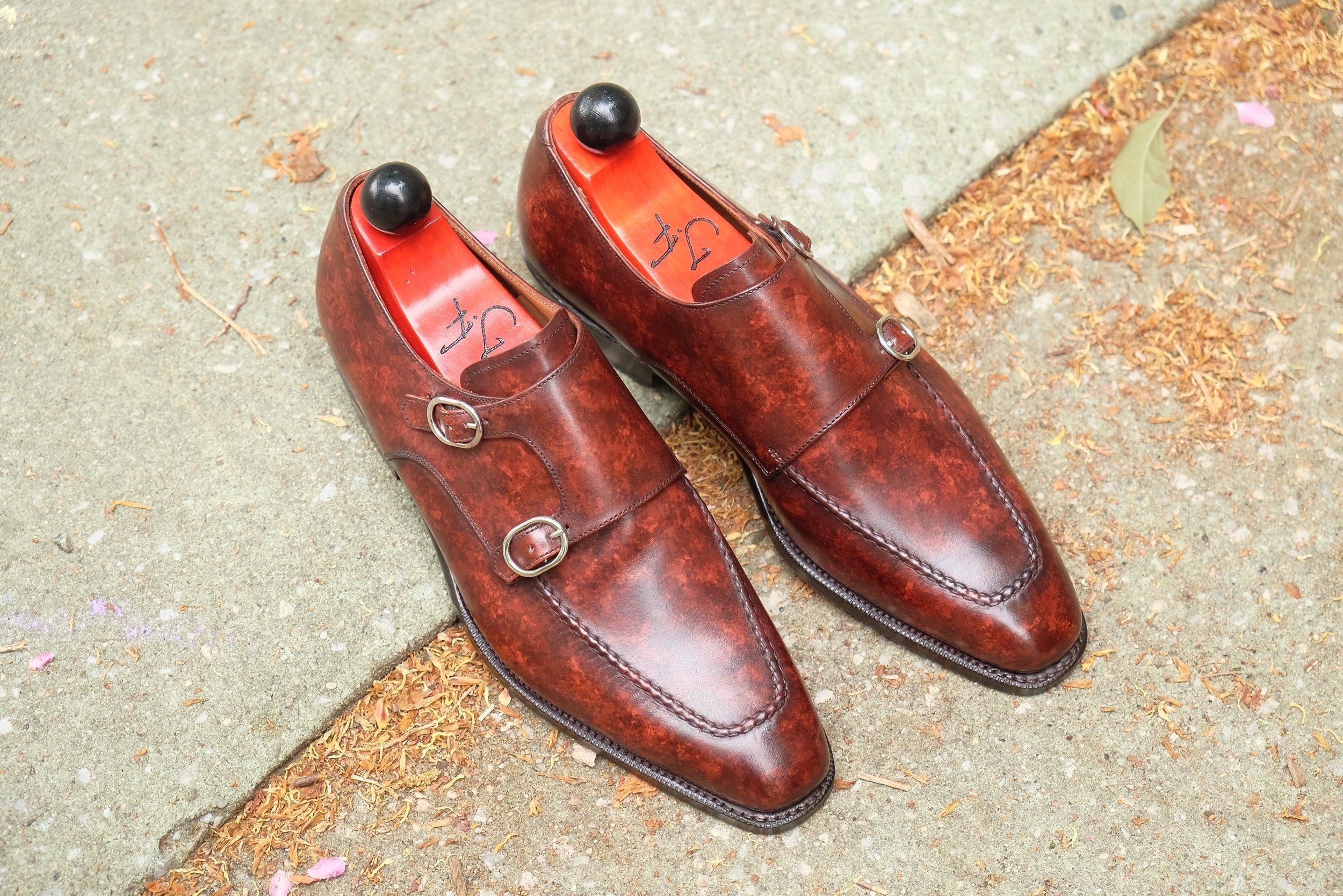 Montlake - MTO - Walnut Marble Patina-Made To Order Double Monkstrap Hand Stitched-J.FitzPatrick Footwear