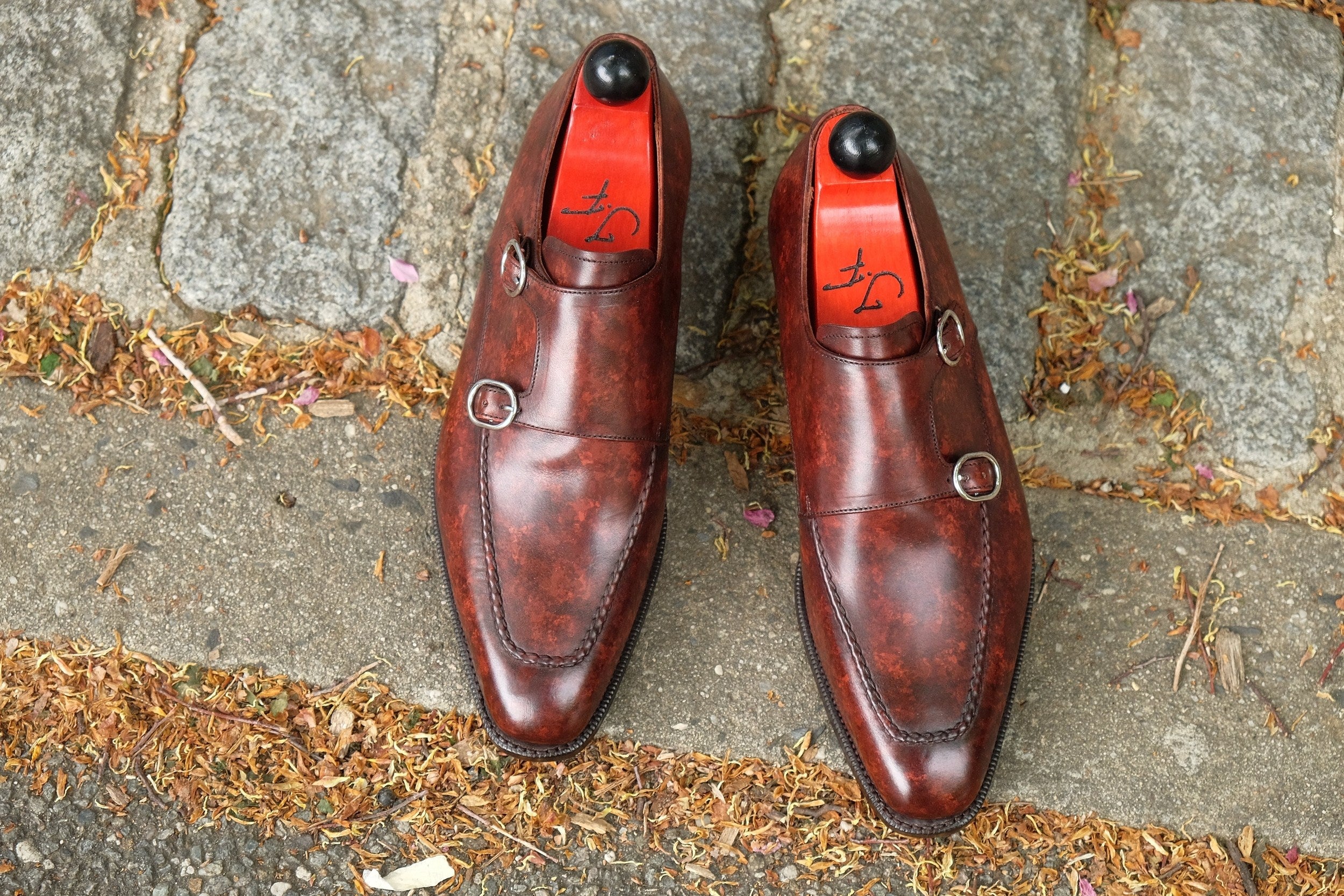 Montlake - MTO - Walnut Marble Patina-Made To Order Double Monkstrap Hand Stitched-J.FitzPatrick Footwear