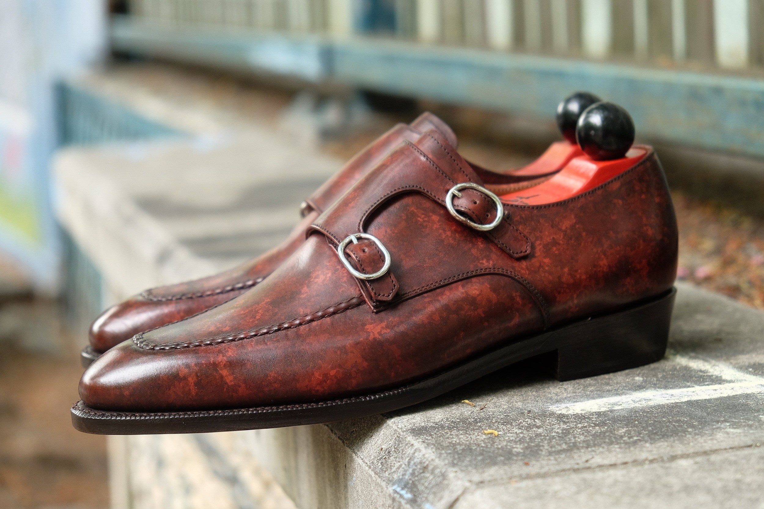 Montlake - MTO - Walnut Marble Patina-Made To Order Double Monkstrap Hand Stitched-J.FitzPatrick Footwear
